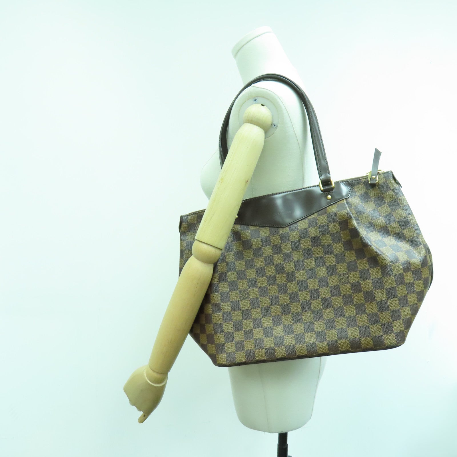 LOUIS VUITTON Damier Westminster GM金扣手挽袋啡色