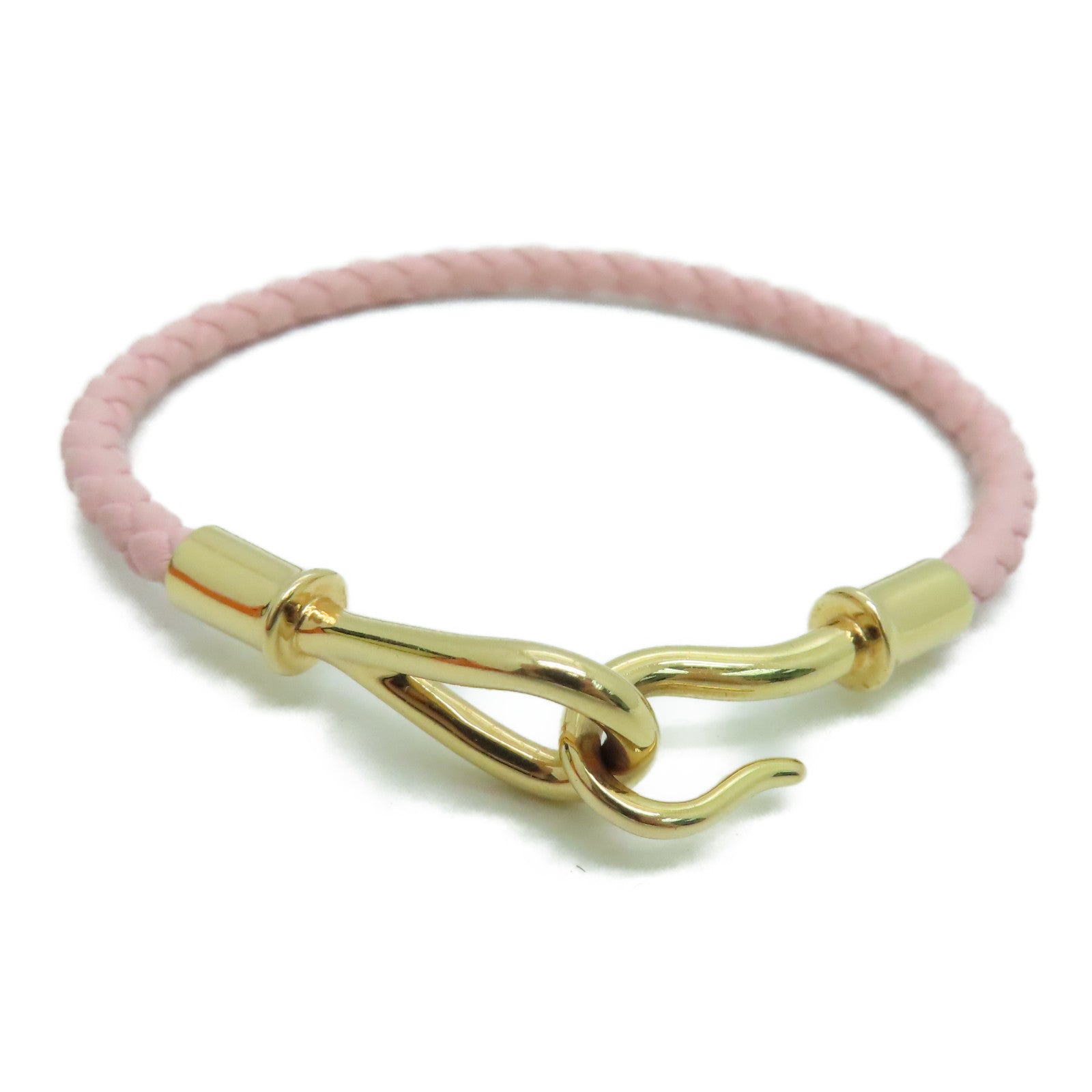 HERMES Swift皮革Jumbo Bracelet銀扣手錬粉紅色