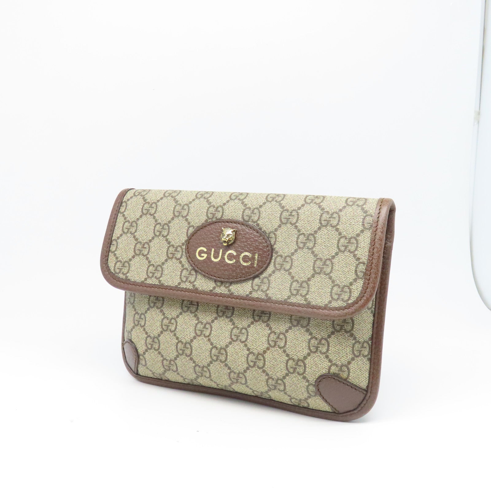GUCCI 塗層帆布Neo Vintage GG Supreme Belt Bag金扣肩背袋啡色/彩色