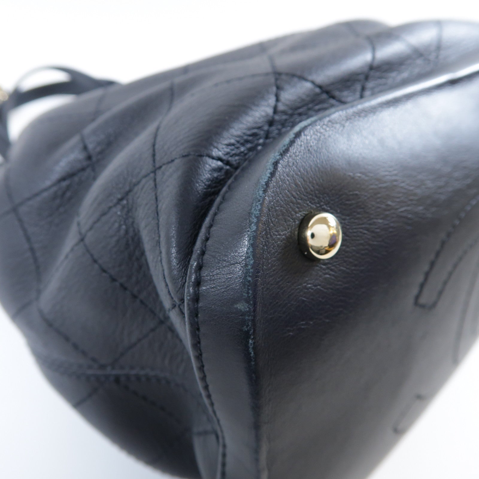 CHANEL 菱格牛皮皮革Chain Shoulder Bag金扣手挽肩背兩用袋黑色