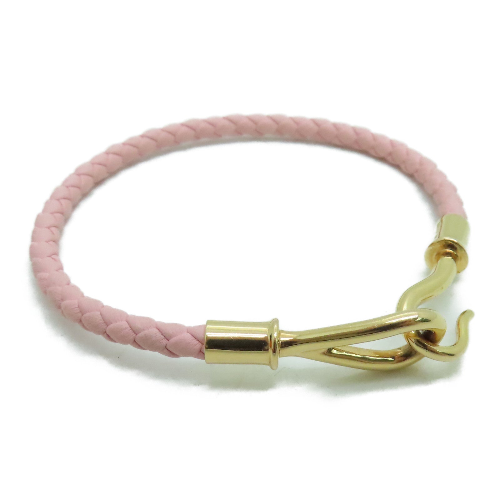 HERMES Swift皮革Jumbo Bracelet銀扣手錬粉紅色