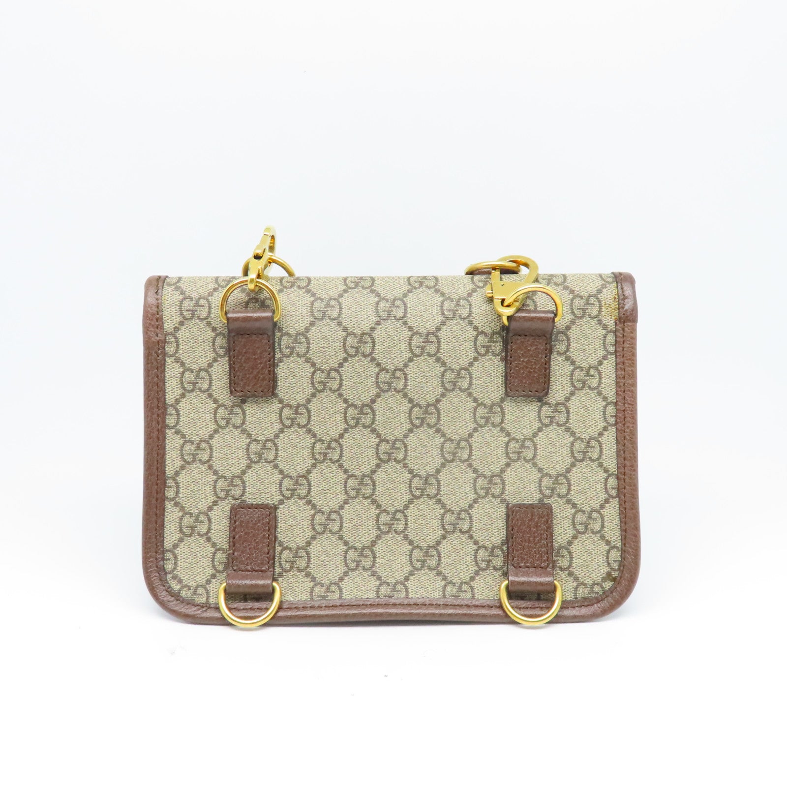GUCCI 塗層帆布Neo Vintage GG Supreme Belt Bag金扣肩背袋啡色/彩色