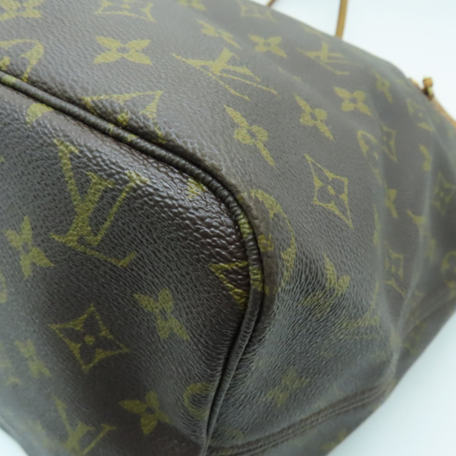 LOUIS VUITTON Monogram Neverfull GM金扣手挽袋啡色