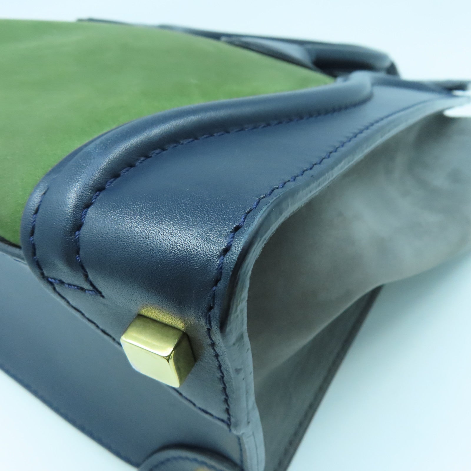 CELINE 牛皮皮革Micro Luggage金扣手挽袋綠色藍色