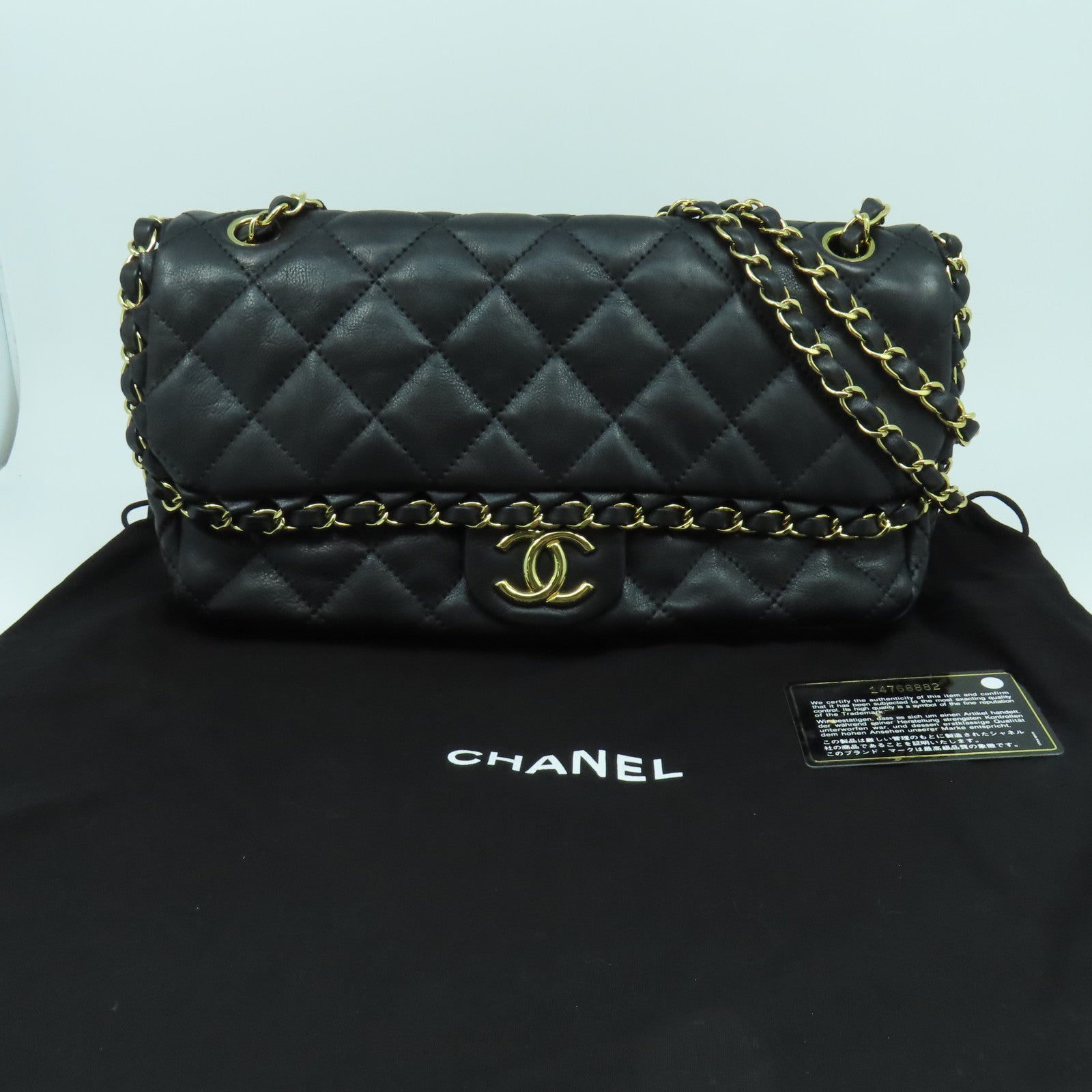 CHANEL 【激減優惠】菱格牛皮皮革Chain Shoulder Bag金扣鏈帶肩背袋黑色