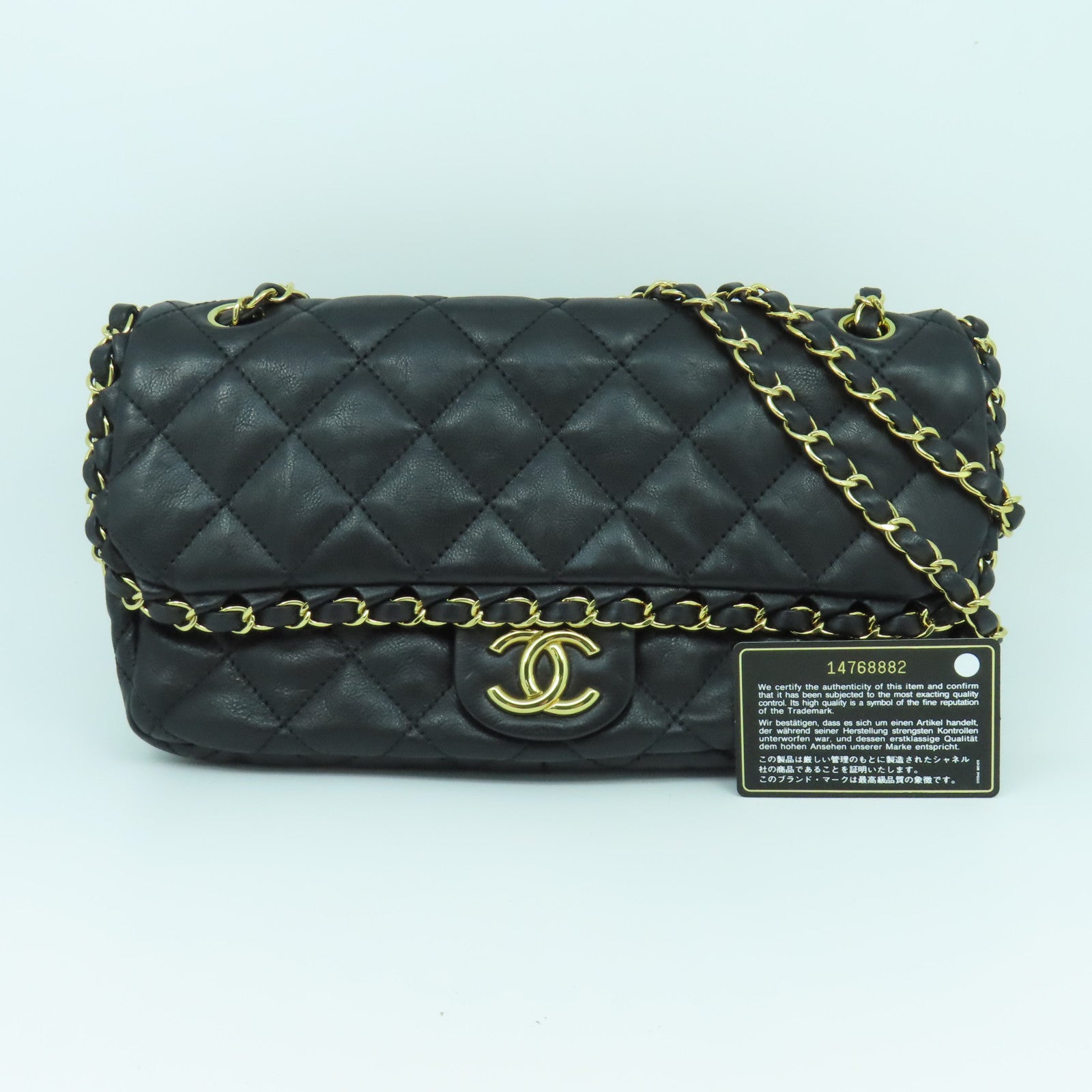 CHANEL 【激減優惠】菱格牛皮皮革Chain Shoulder Bag金扣鏈帶肩背袋黑色