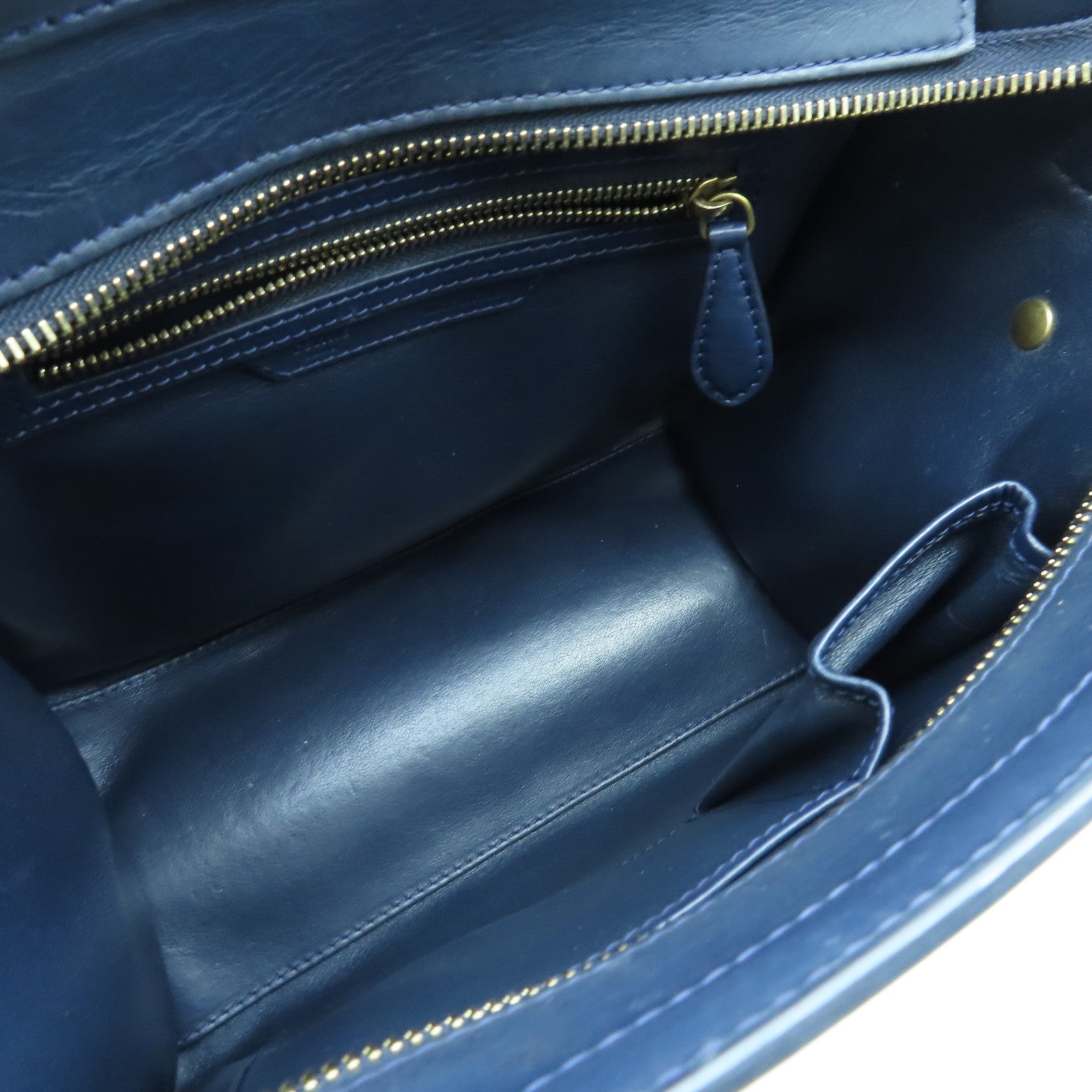 CELINE 牛皮皮革Micro Luggage金扣手挽袋綠色藍色