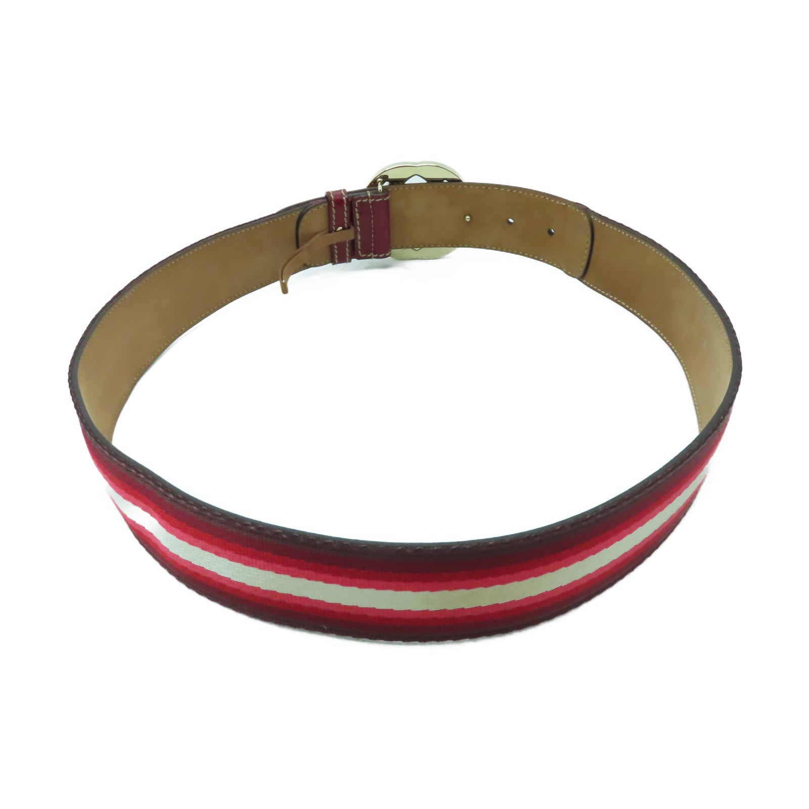 GUCCI 帆布Belt金扣皮帶紅色