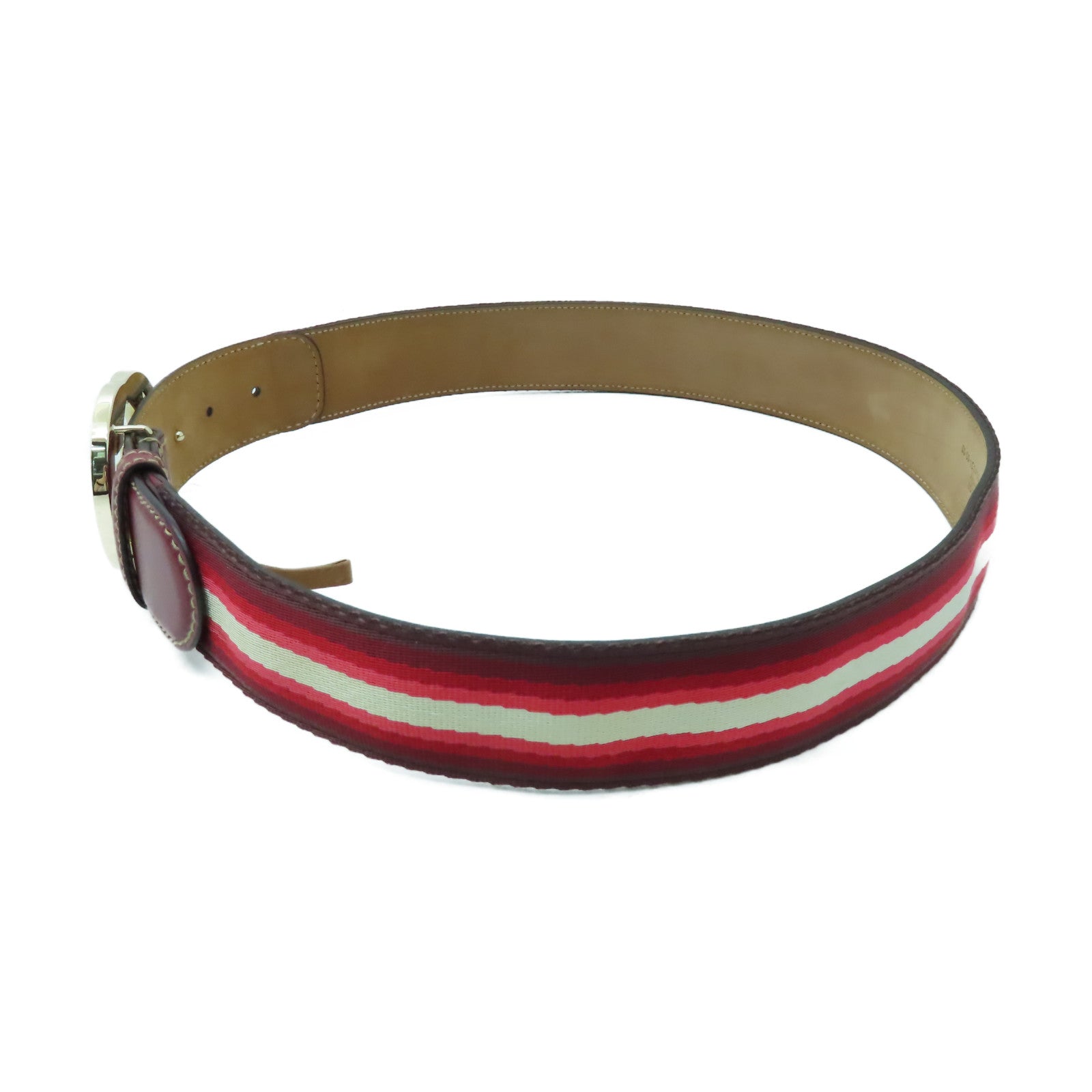 GUCCI 帆布Belt金扣皮帶紅色