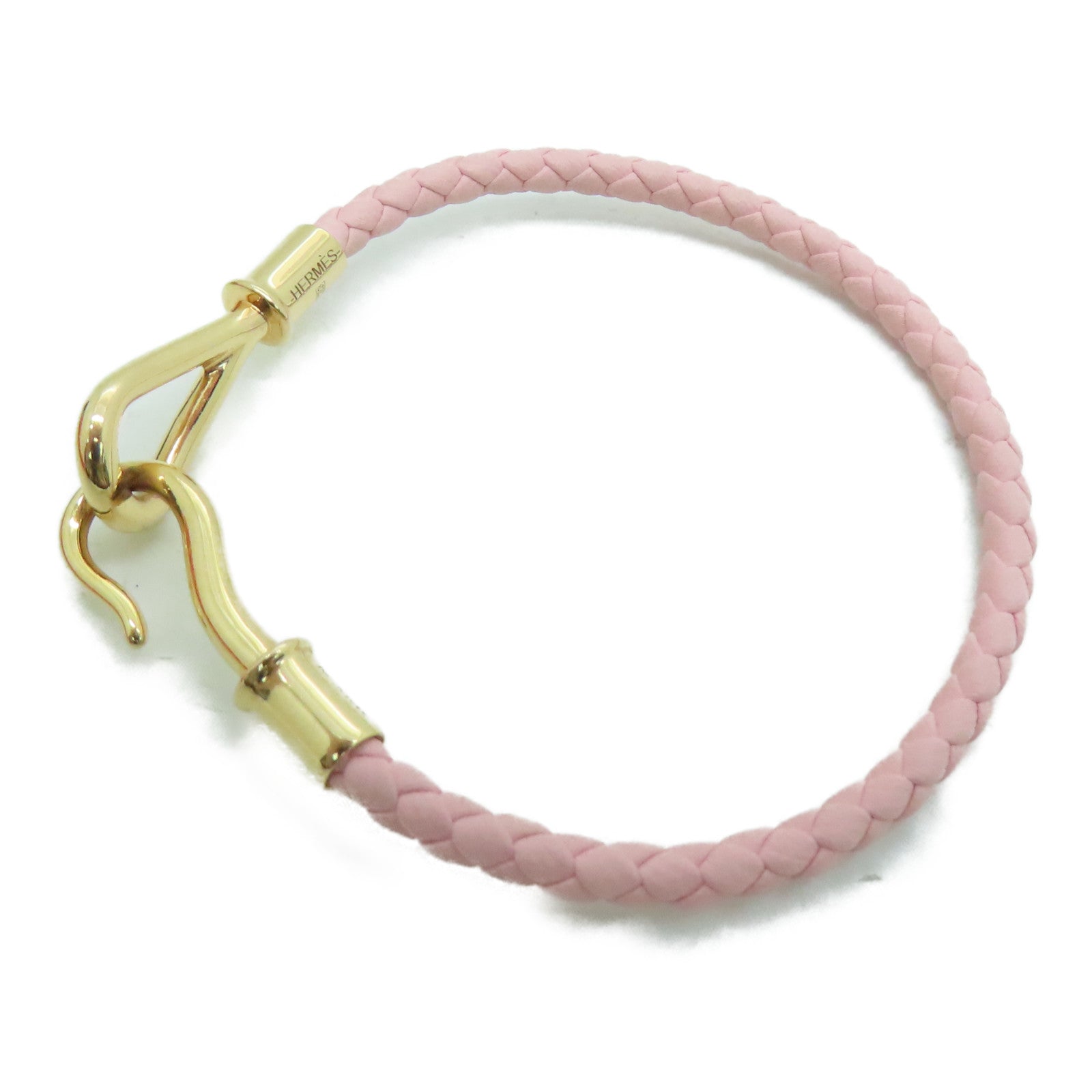 HERMES Swift皮革Jumbo Bracelet銀扣手錬粉紅色
