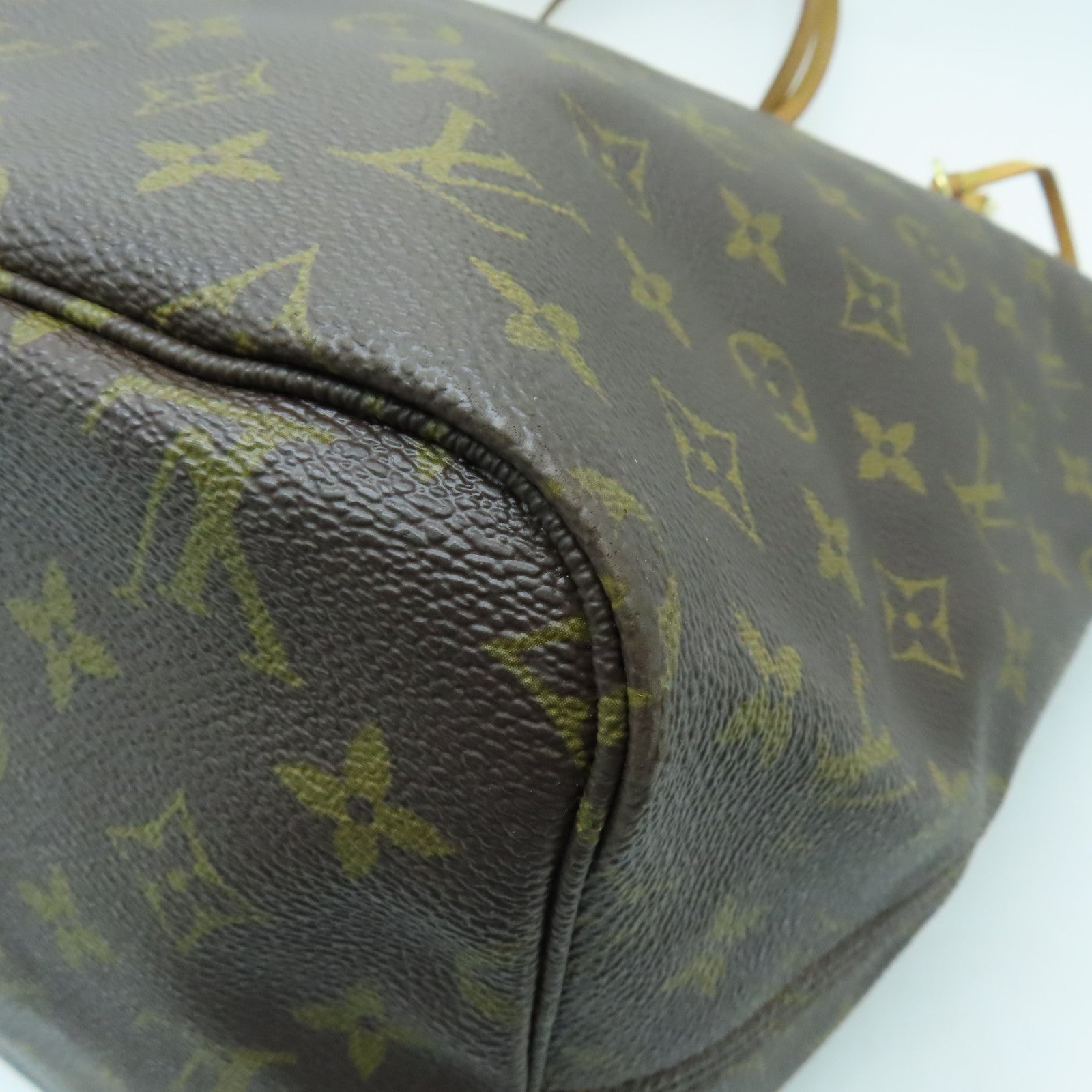 LOUIS VUITTON Monogram Neverfull GM金扣手挽袋啡色