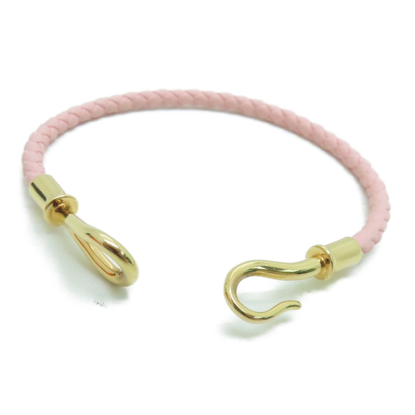 HERMES Swift皮革Jumbo Bracelet銀扣手錬粉紅色