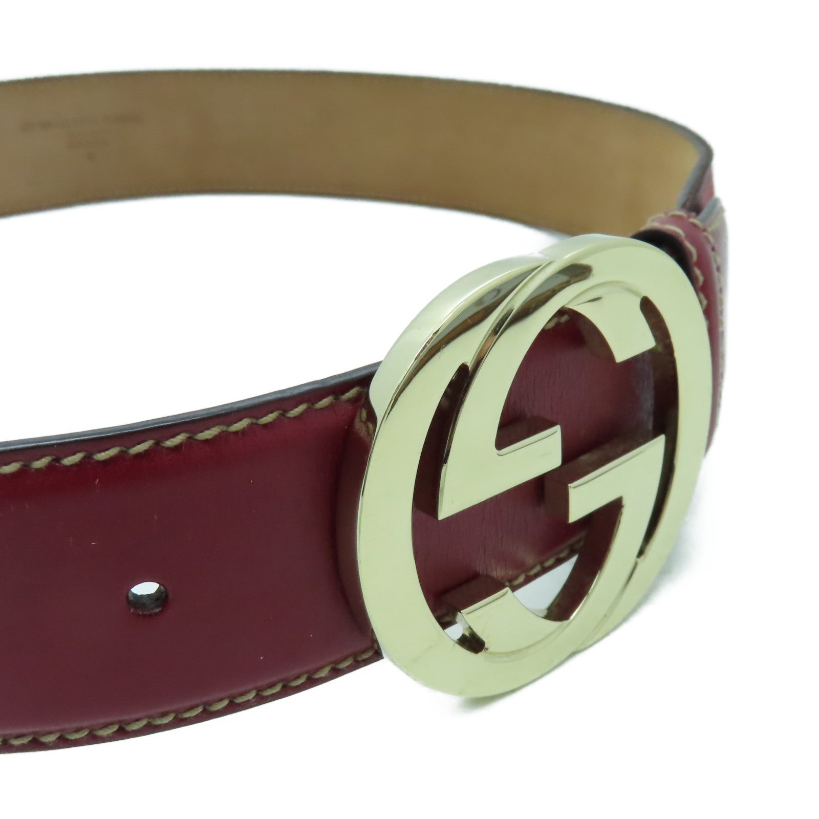 GUCCI 帆布Belt金扣皮帶紅色