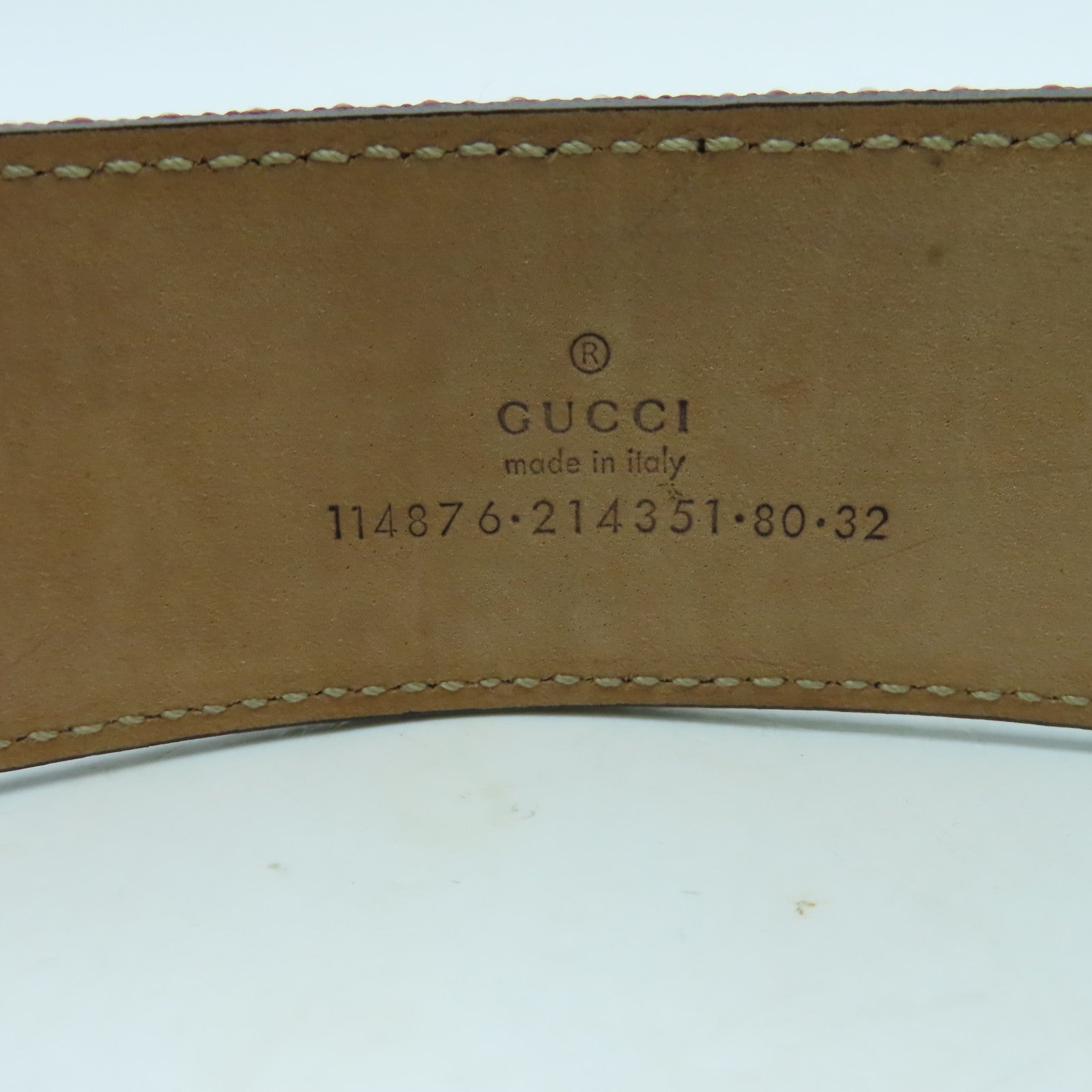GUCCI 帆布Belt金扣皮帶紅色