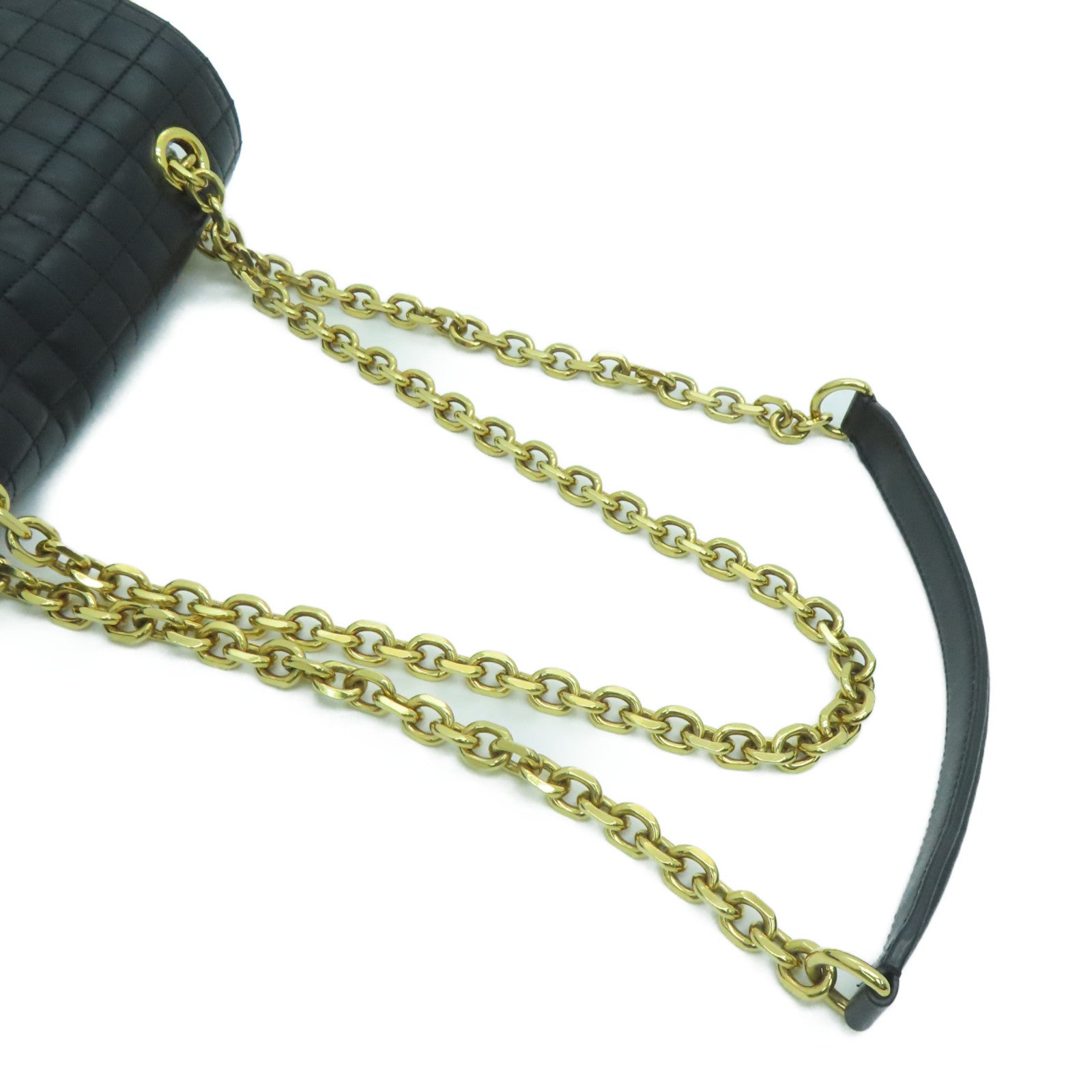 CELINE 羊皮皮革Chain Shoulder Bag金扣链带肩背袋白色黑色