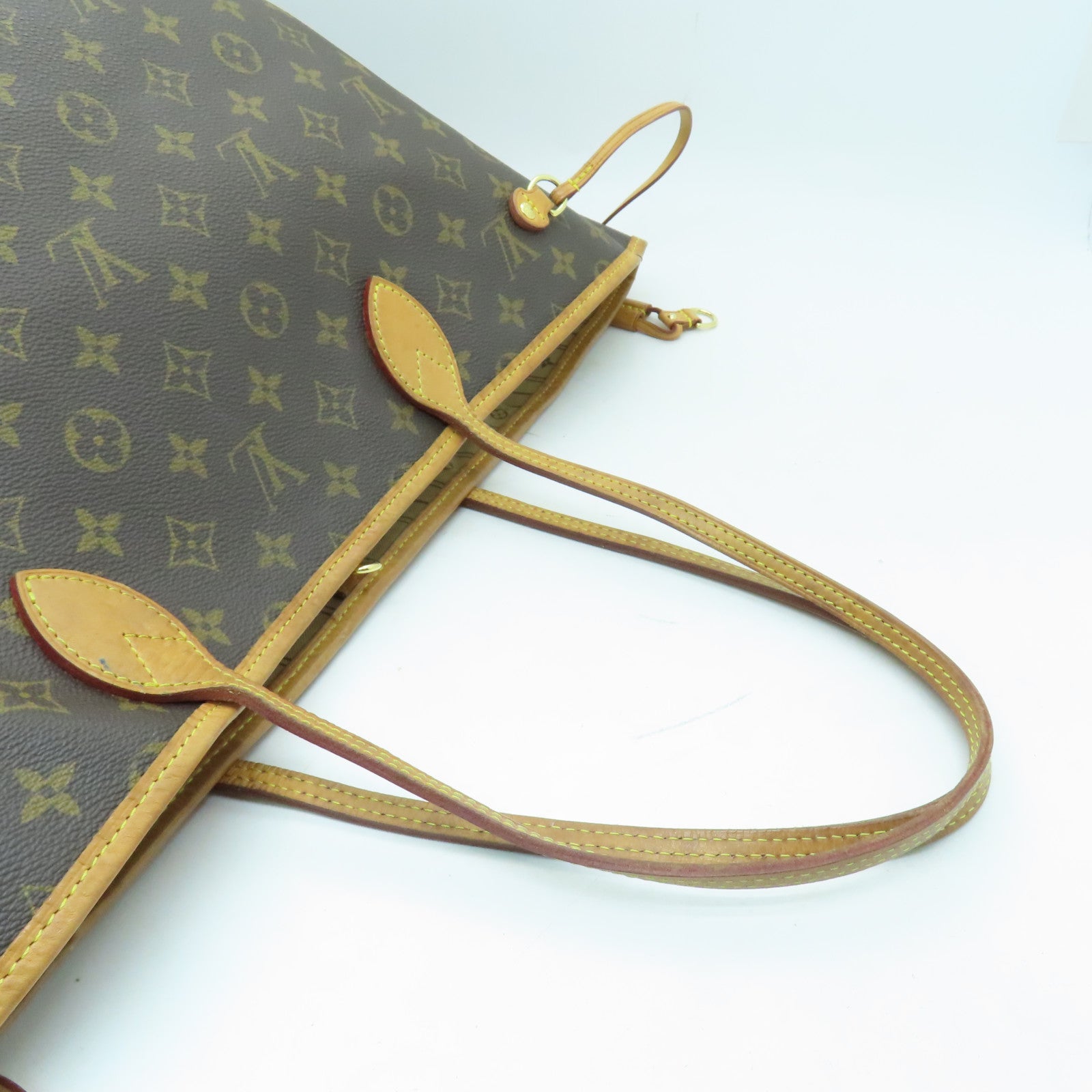 LOUIS VUITTON Monogram Neverfull GM金扣手挽袋啡色