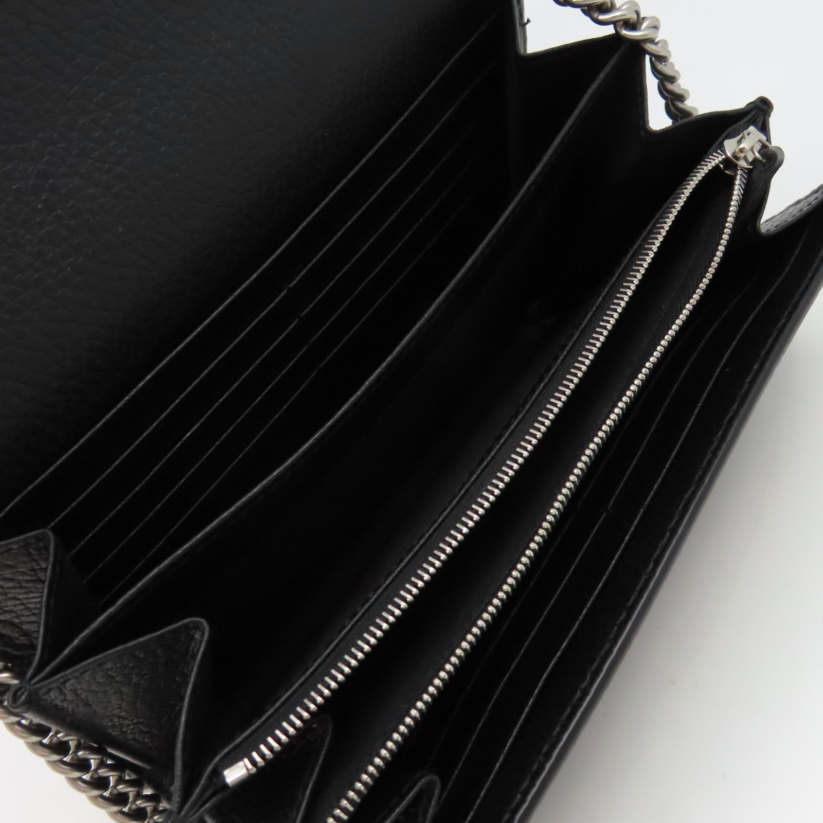GUCCI 牛皮皮革Dionysus GG Supreme Chain Shoulder Bag銀扣鏈帶肩背袋黑色