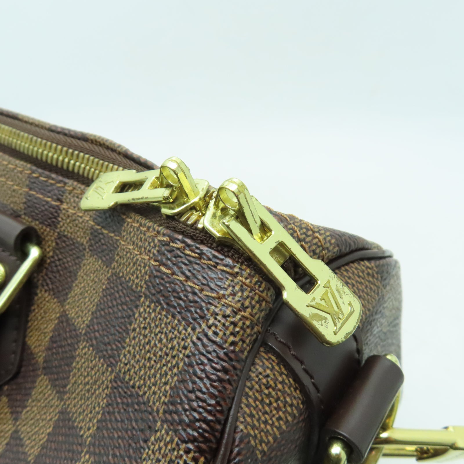 LOUIS VUITTON Damier Speedy Bandouliere 30金扣手挽肩背兩用袋啡色