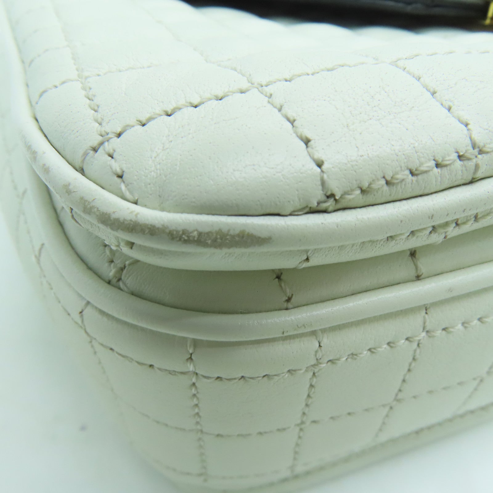 CELINE 羊皮皮革Chain Shoulder Bag金扣链带肩背袋白色黑色