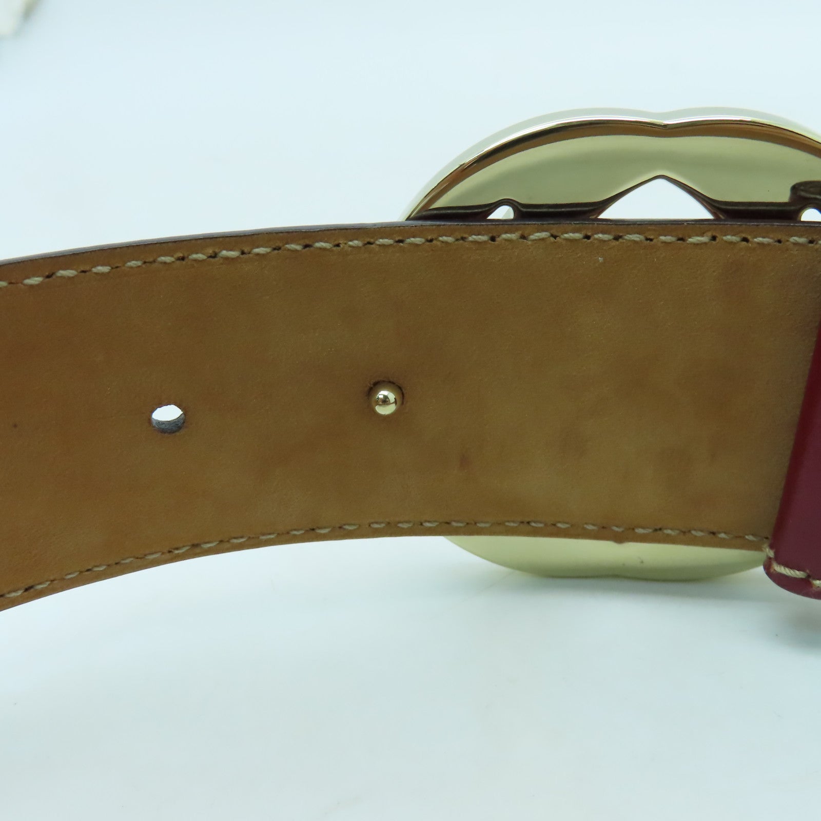 GUCCI 帆布Belt金扣皮帶紅色