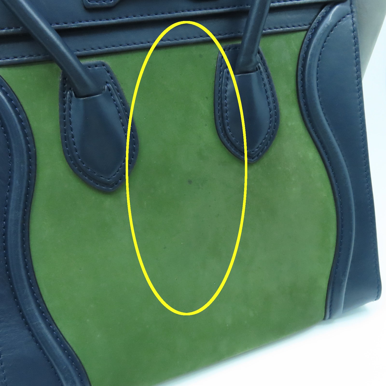 CELINE 牛皮皮革Micro Luggage金扣手挽袋綠色藍色