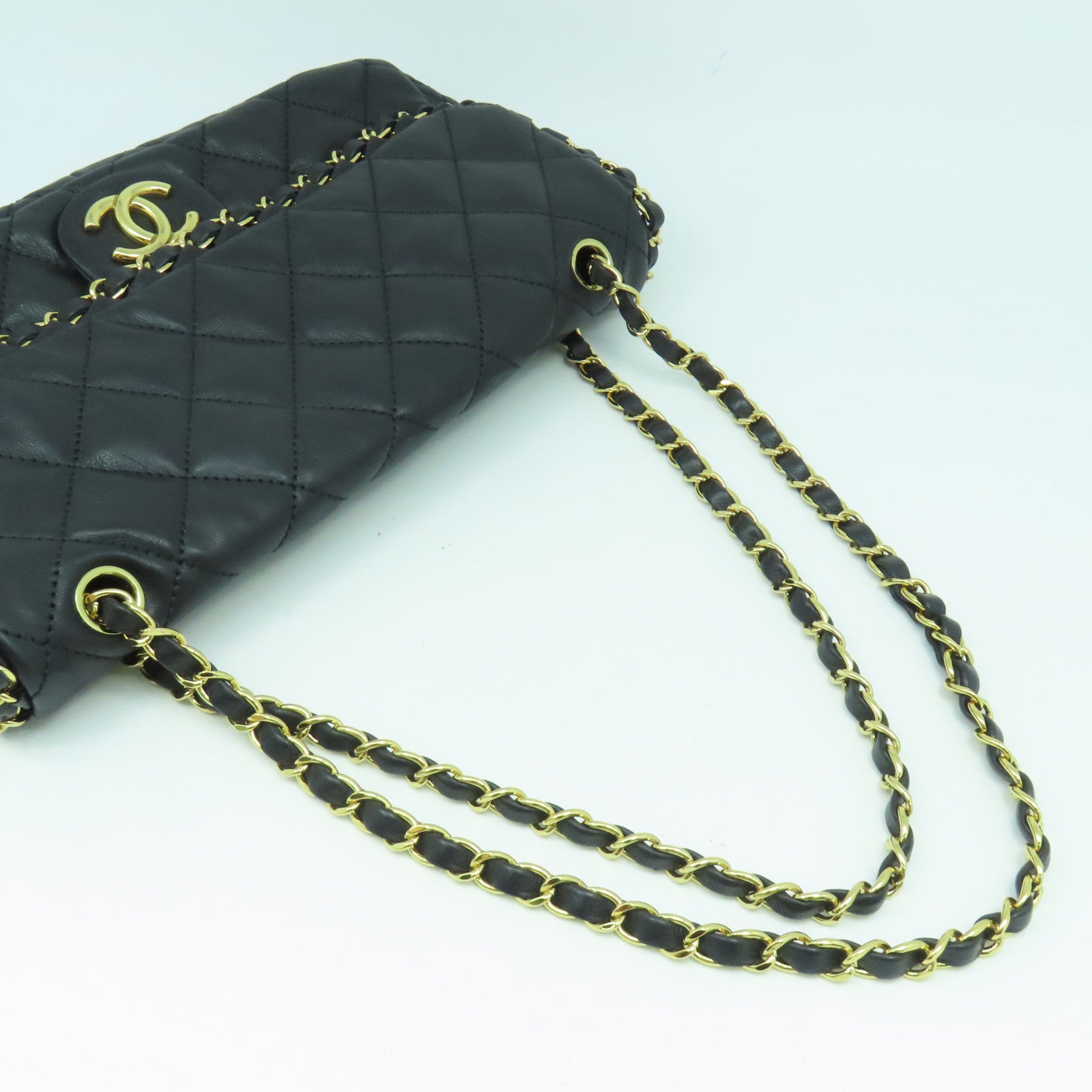 CHANEL 【激減優惠】菱格牛皮皮革Chain Shoulder Bag金扣鏈帶肩背袋黑色