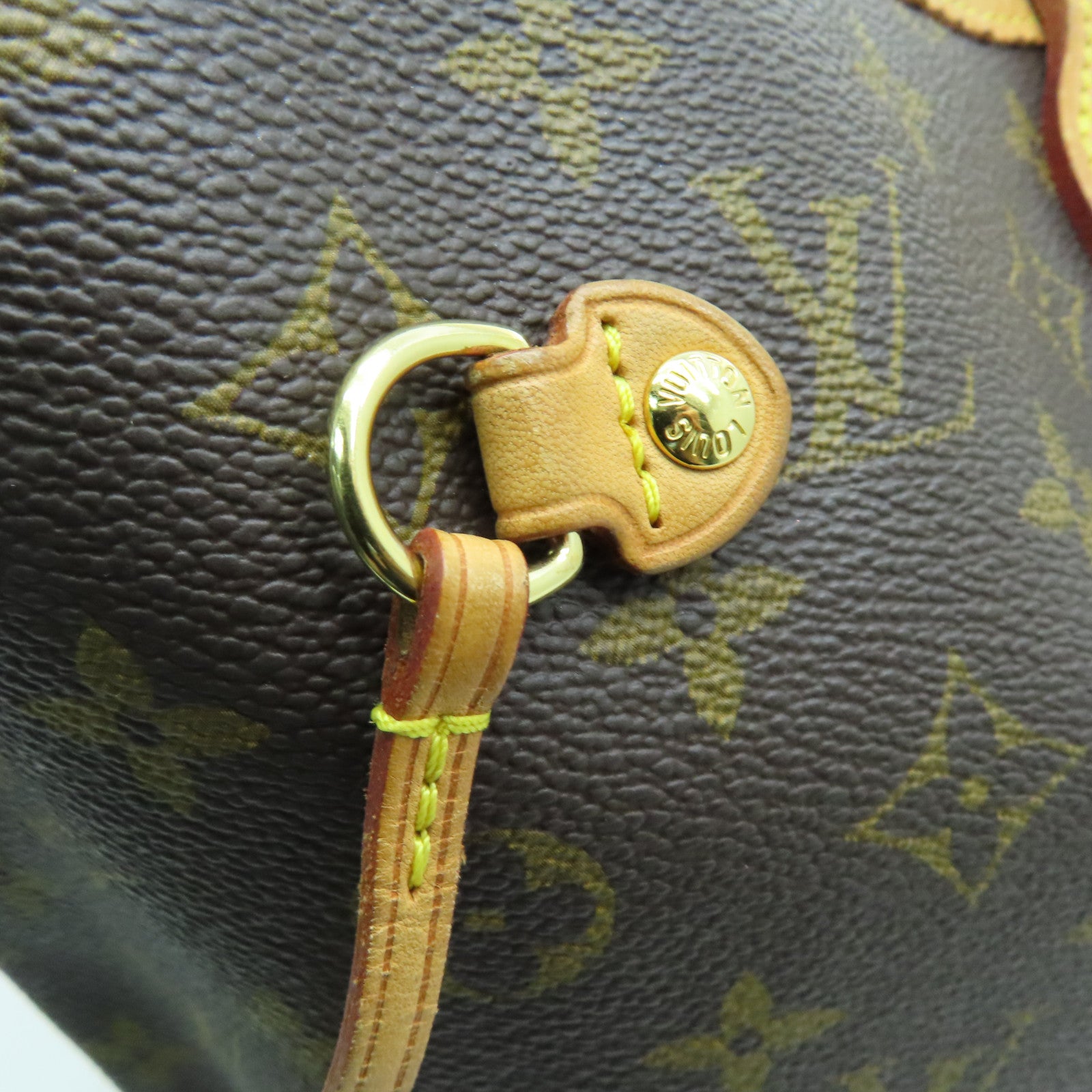 LOUIS VUITTON Monogram Neverfull GM金扣手挽袋啡色