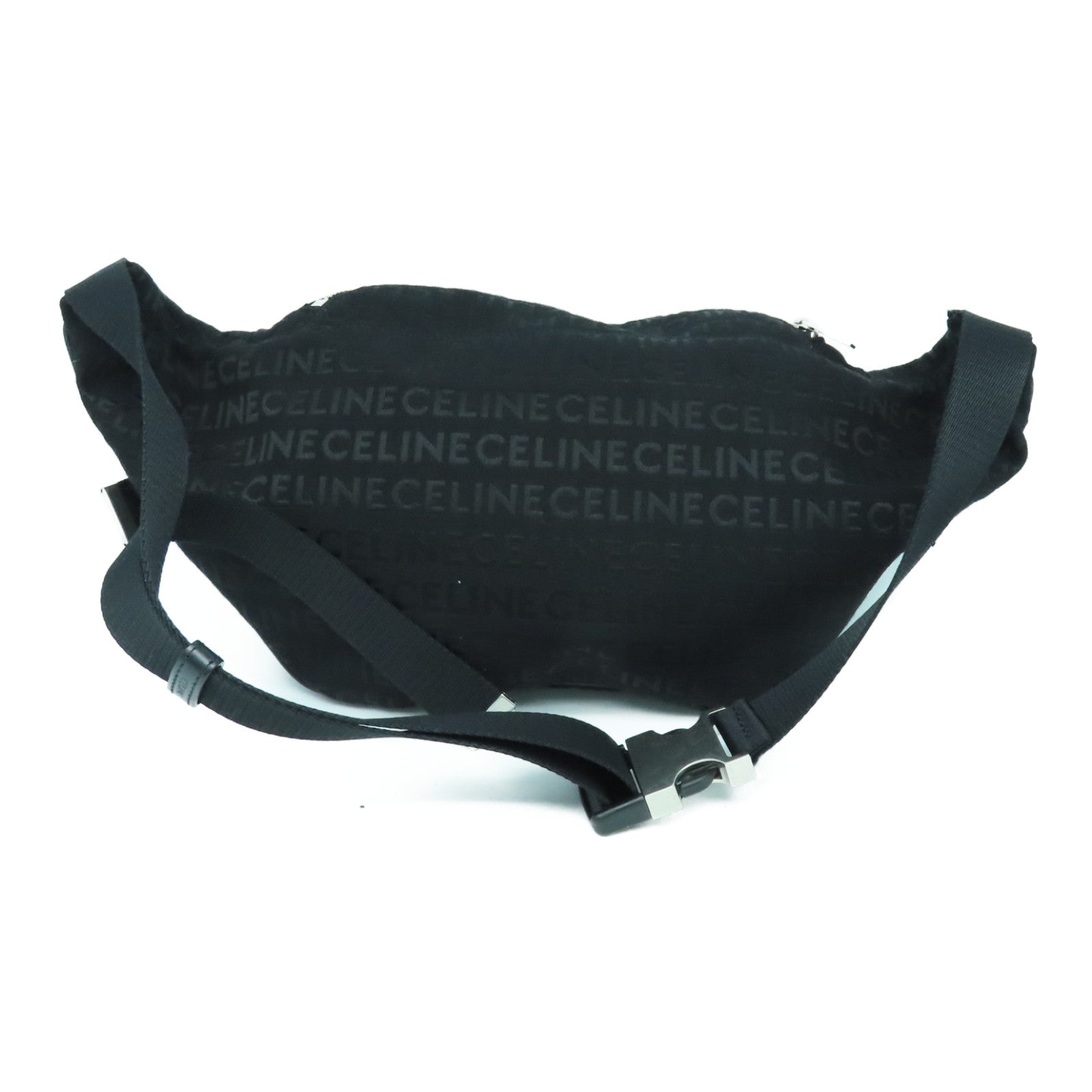 CELINE 帆布Logo Trekking Belt Bag银扣腰包黑色