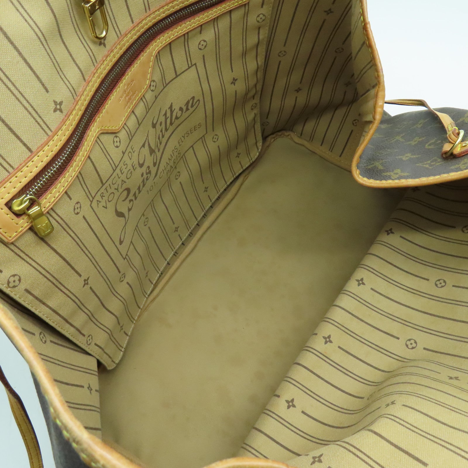LOUIS VUITTON Monogram Neverfull GM金扣手挽袋啡色