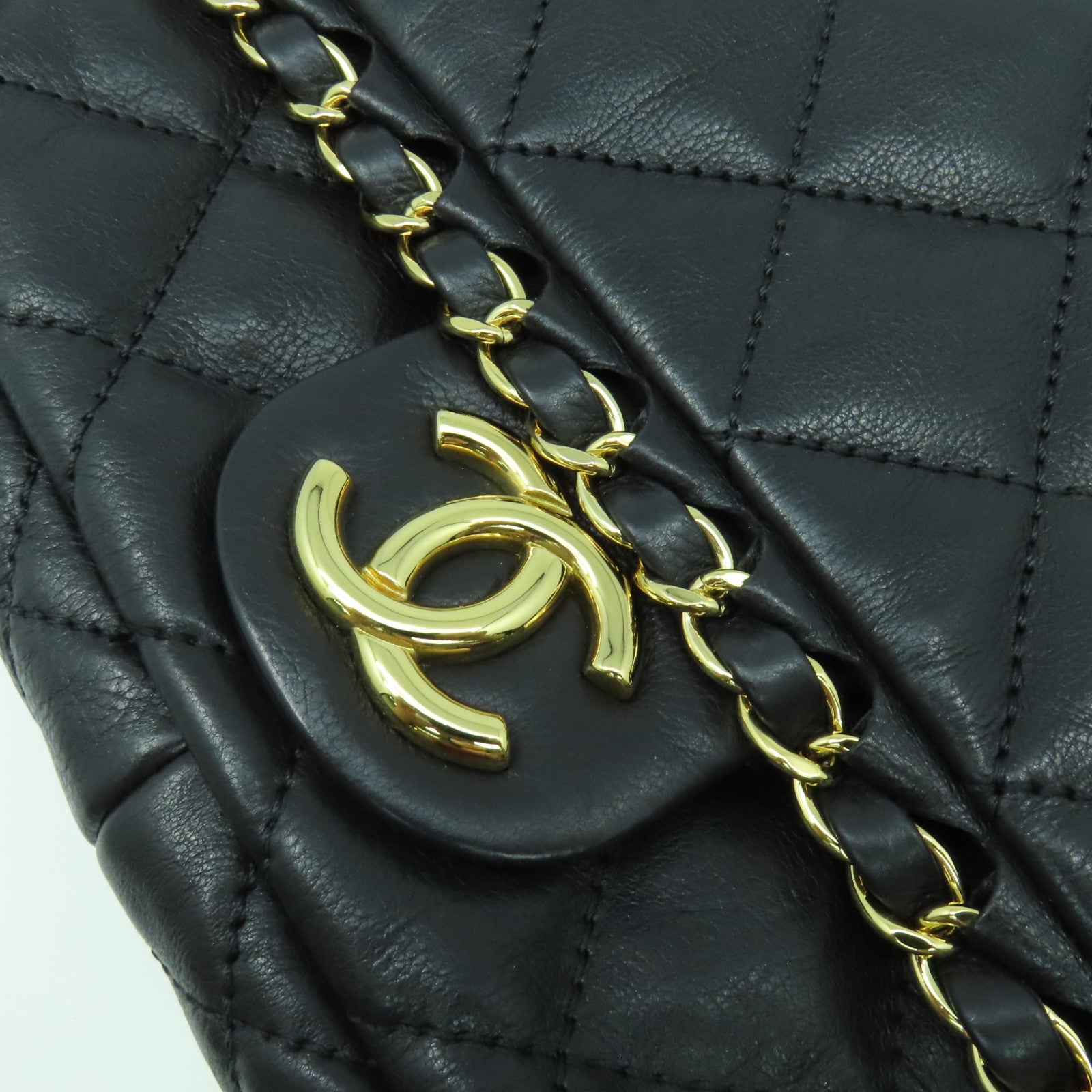 CHANEL 【激減優惠】菱格牛皮皮革Chain Shoulder Bag金扣鏈帶肩背袋黑色