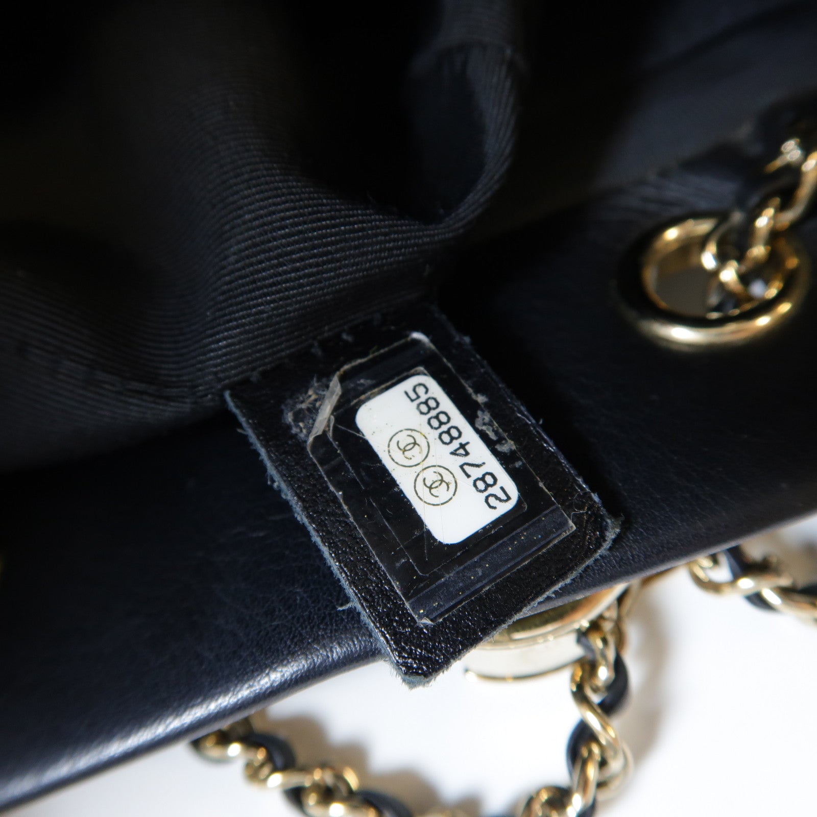 CHANEL 菱格牛皮皮革Chain Shoulder Bag金扣手挽肩背兩用袋黑色