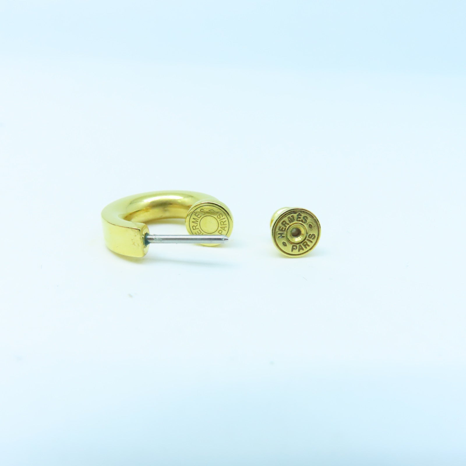 HERMES 金屬/皮革O`Kelly Earrings耳環金色/黑色