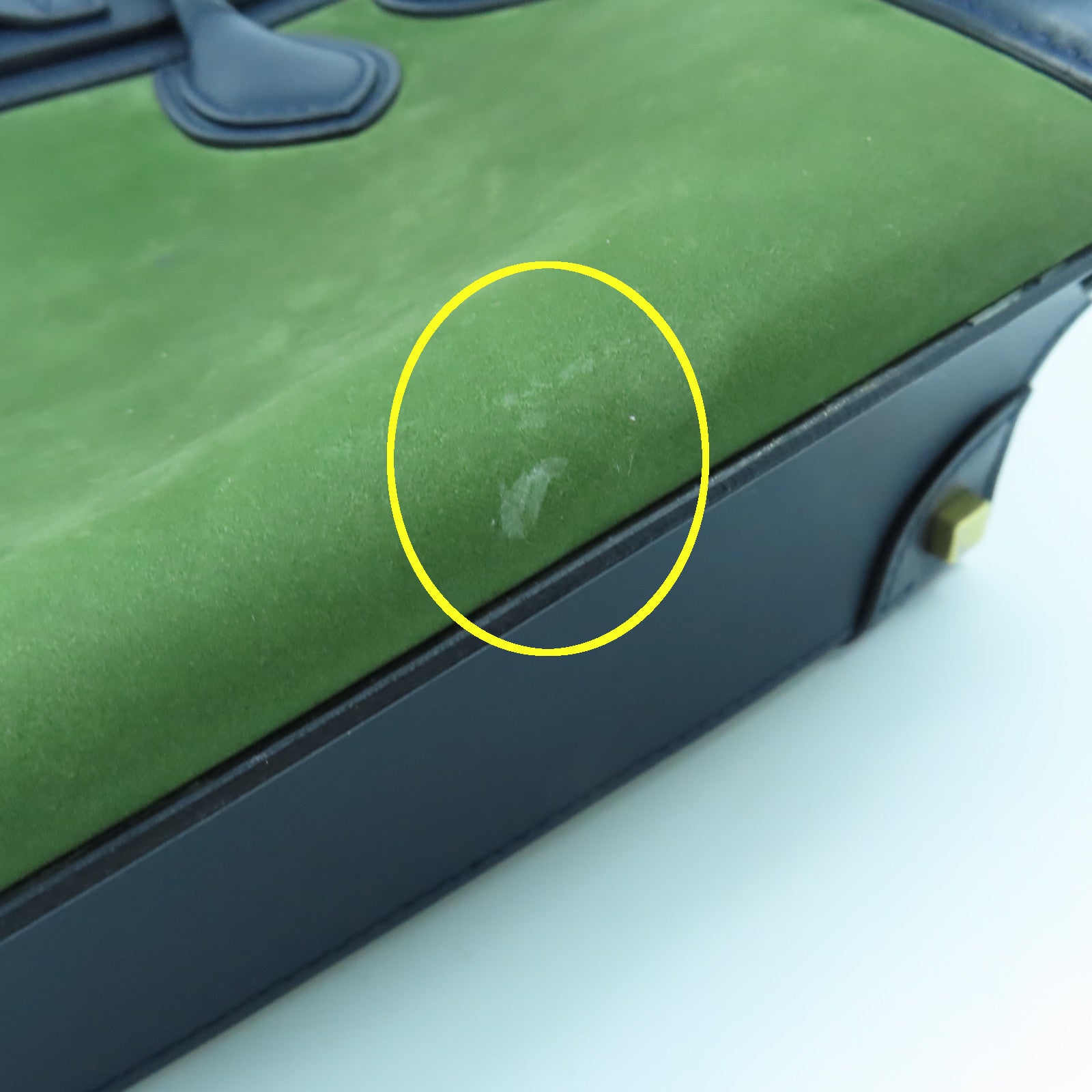 CELINE 牛皮皮革Micro Luggage金扣手挽袋綠色藍色