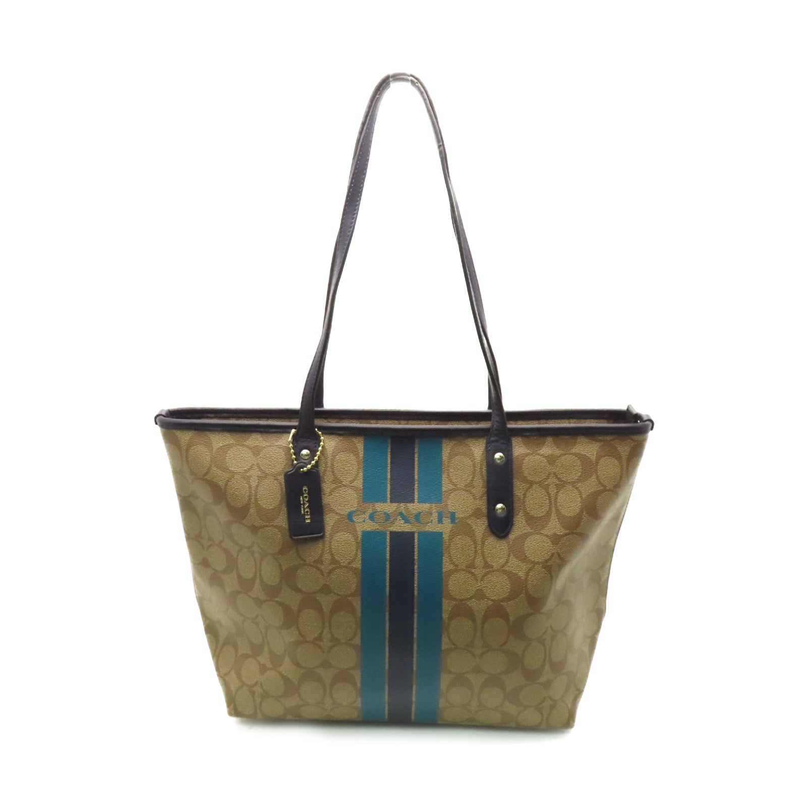 COACH 塗層帆布Tote Bag手挽袋啡色/藍色
