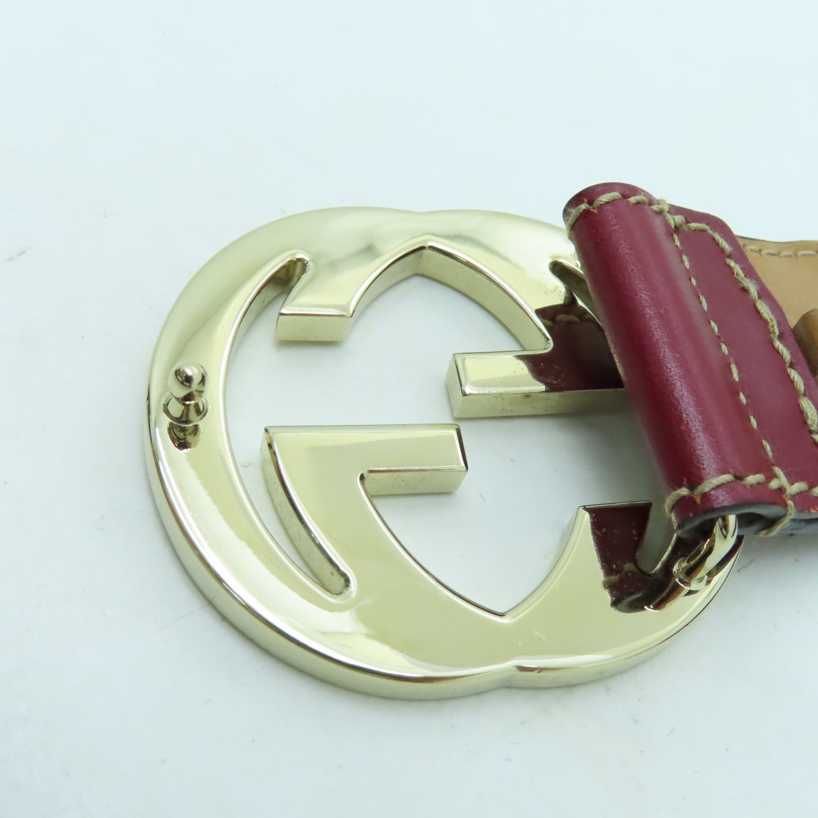 GUCCI 帆布Belt金扣皮帶紅色