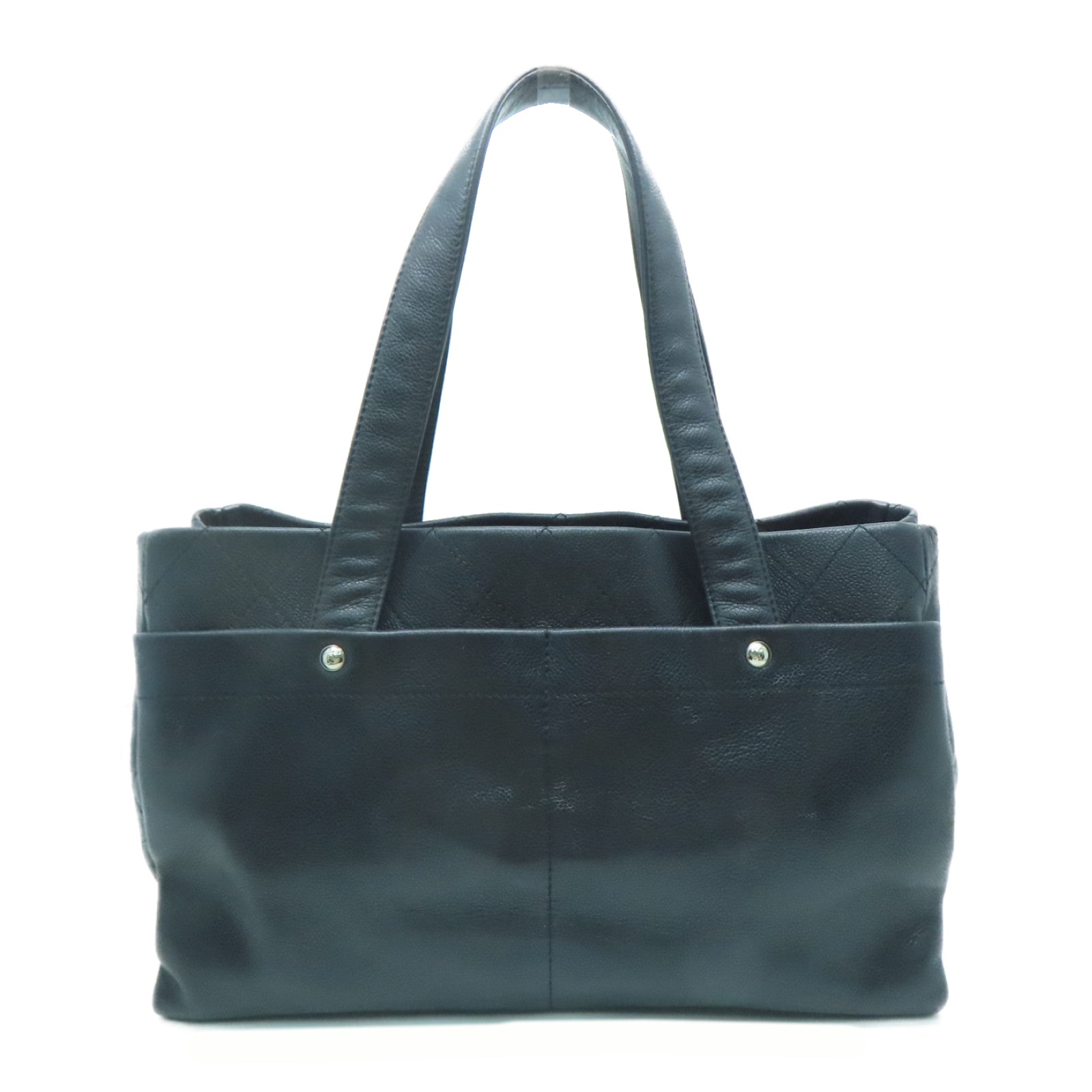 CHANEL 菱格牛皮皮革Shoulder Bag银扣肩背袋黑色