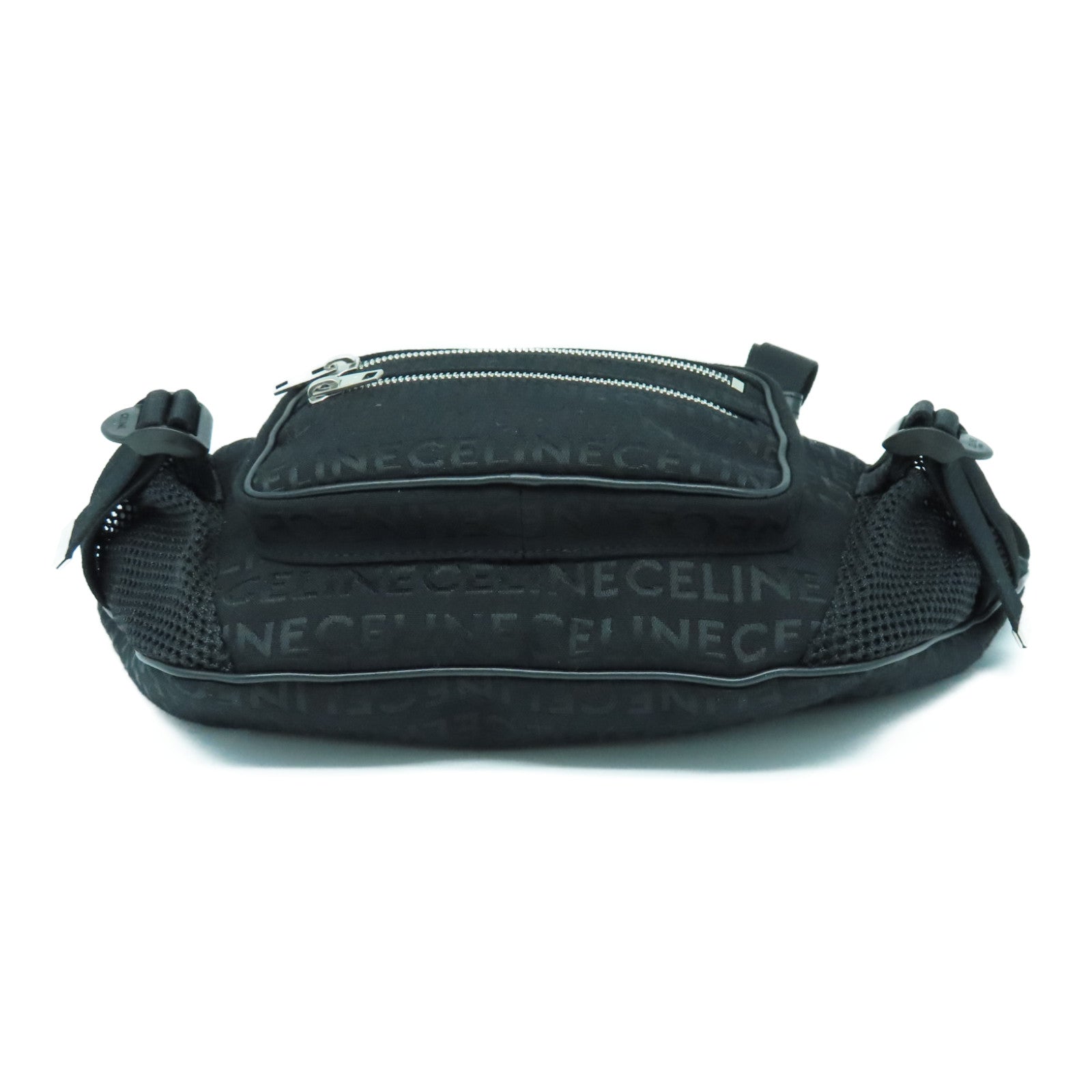 CELINE 帆布Logo Trekking Belt Bag银扣腰包黑色