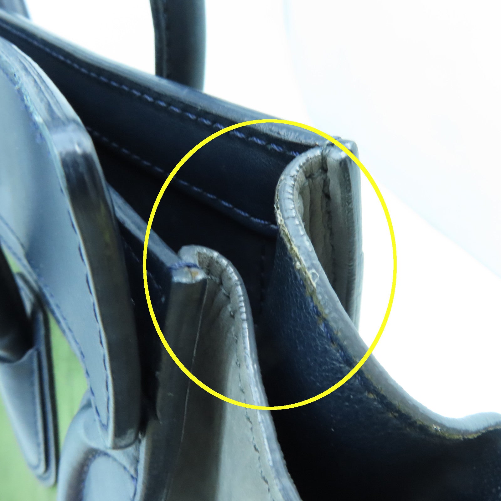 CELINE 牛皮皮革Micro Luggage金扣手挽袋綠色藍色
