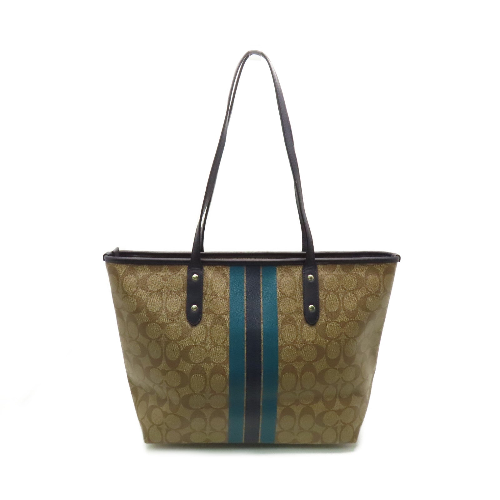 COACH 塗層帆布Tote Bag手挽袋啡色/藍色
