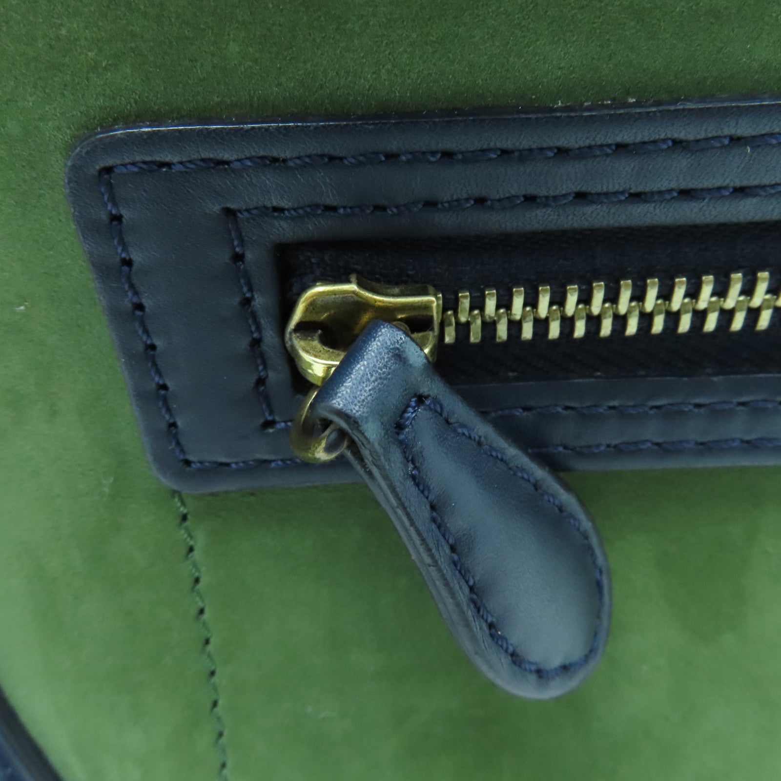 CELINE 牛皮皮革Micro Luggage金扣手挽袋綠色藍色