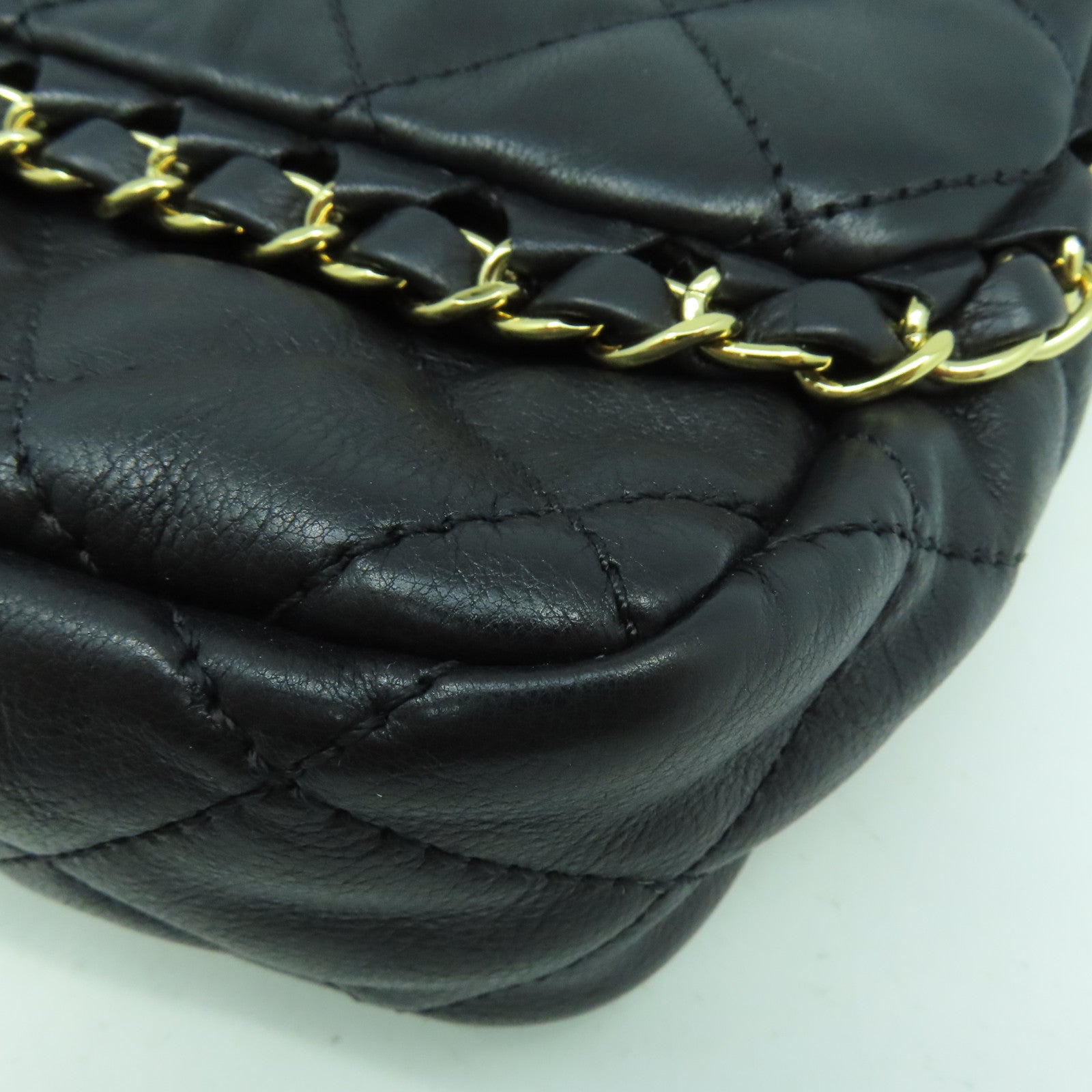 CHANEL 【激減優惠】菱格牛皮皮革Chain Shoulder Bag金扣鏈帶肩背袋黑色