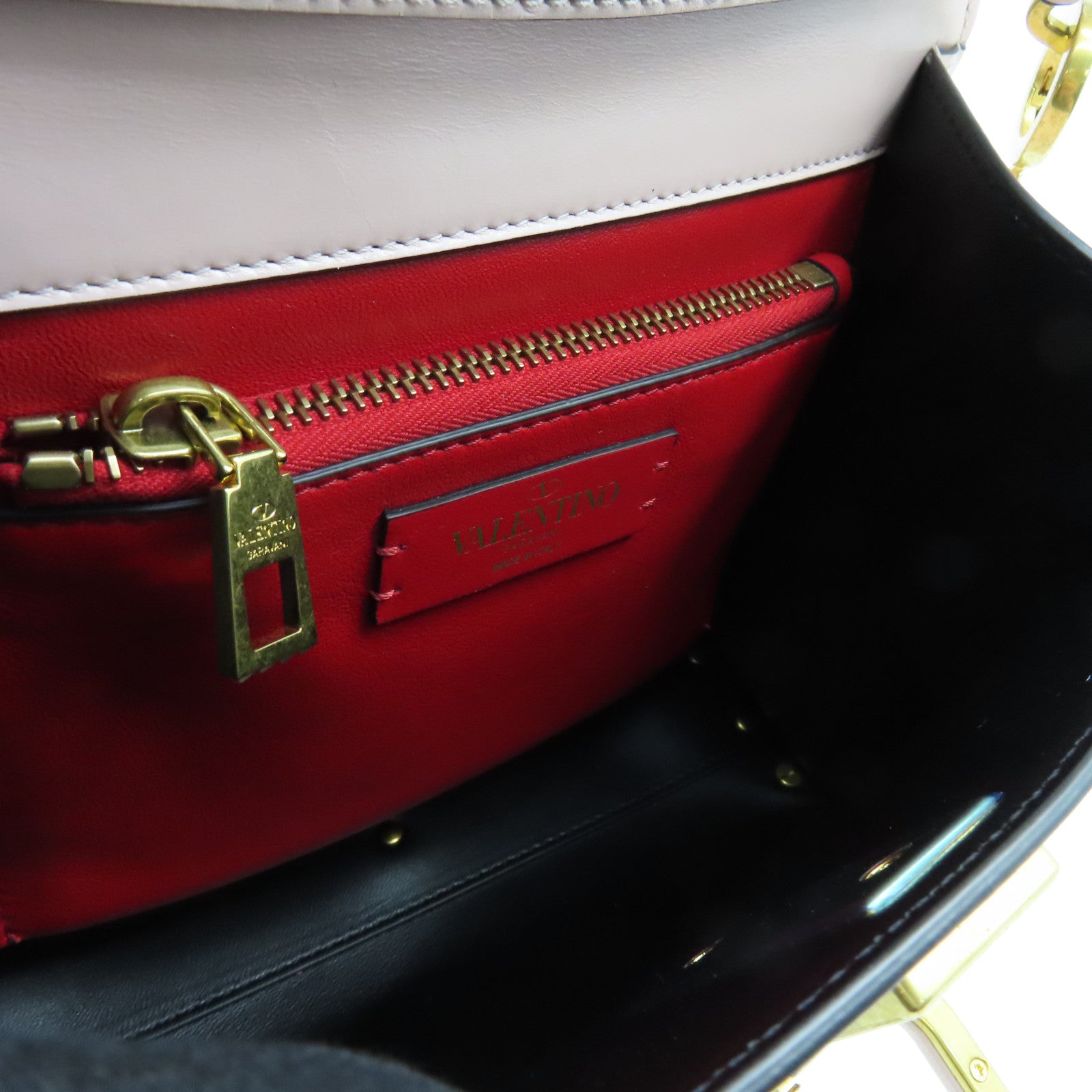 Valentino 【激減優惠】牛皮皮革Vsling Grainy Bag金扣手挽肩背兩用袋粉紅色