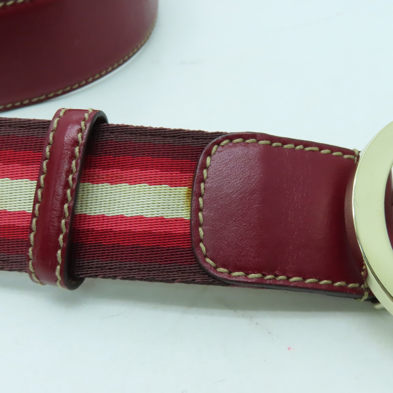 GUCCI 帆布Belt金扣皮帶紅色