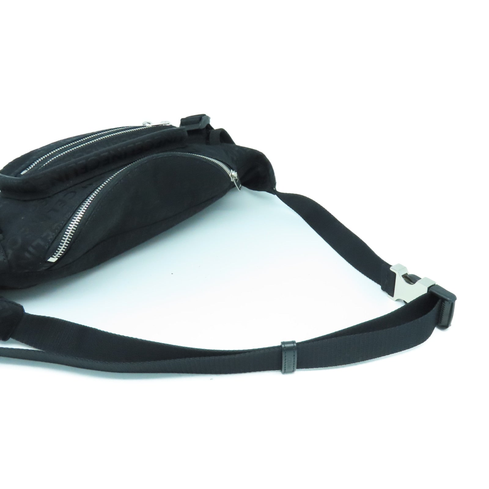 CELINE 帆布Logo Trekking Belt Bag银扣腰包黑色