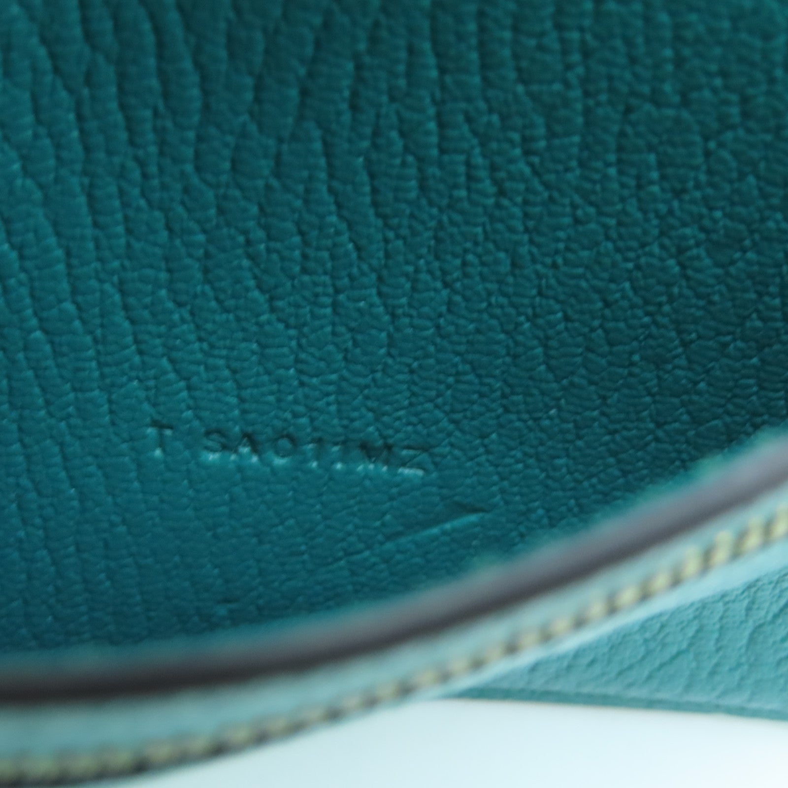 HERMES Chevre Leather Bearn Wallet Gold Buckle Wallet Peacock Blue