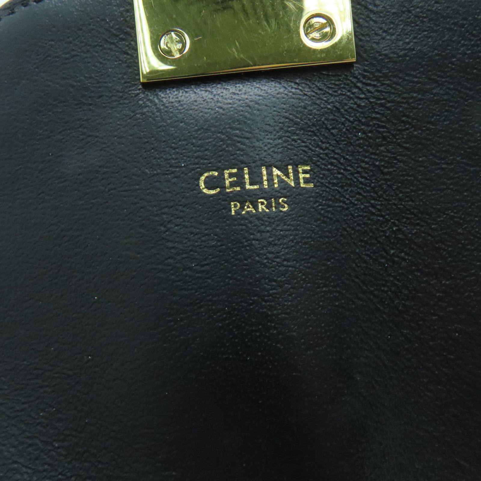 CELINE 羊皮皮革Chain Shoulder Bag金扣链带肩背袋白色黑色