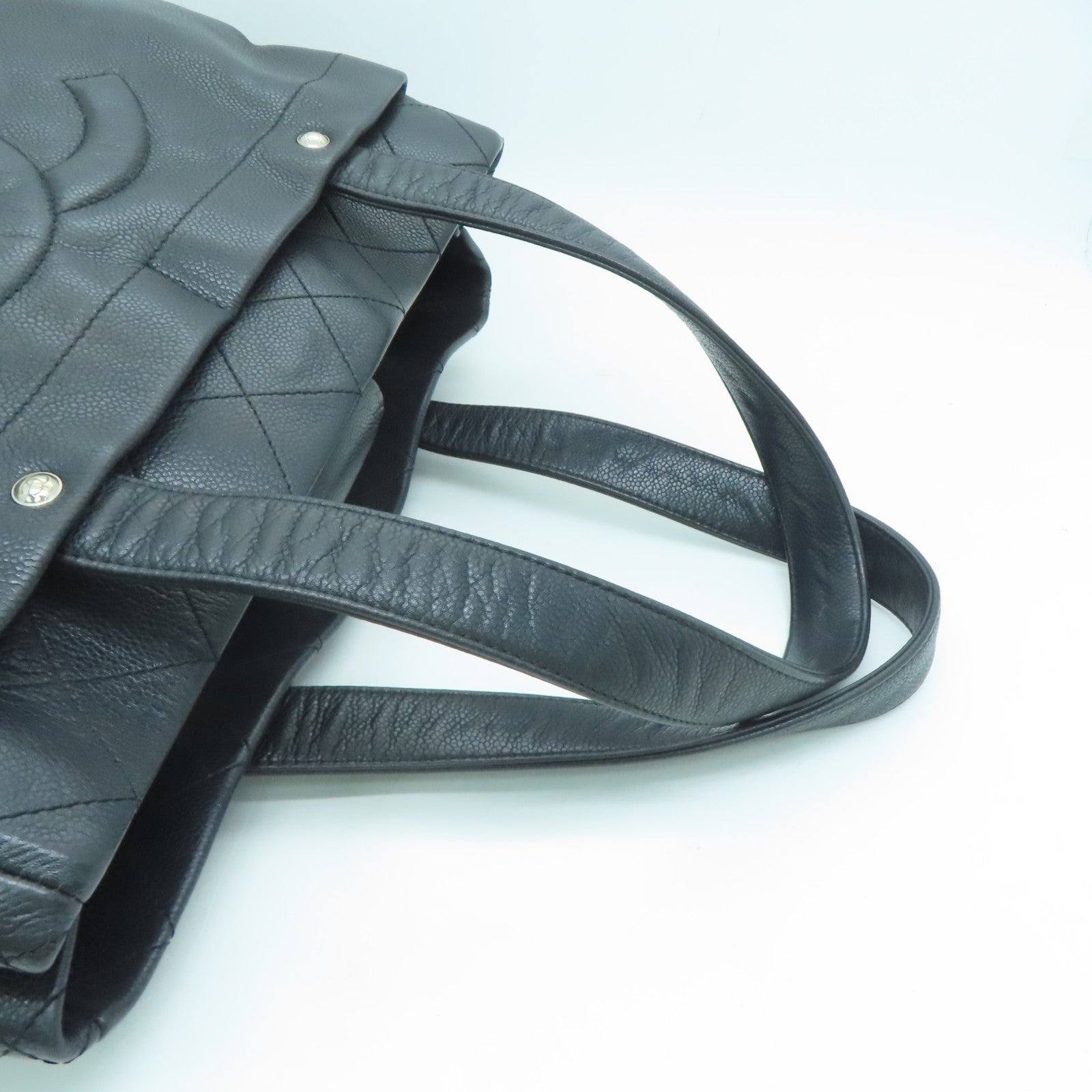 CHANEL 菱格牛皮皮革Shoulder Bag银扣肩背袋黑色