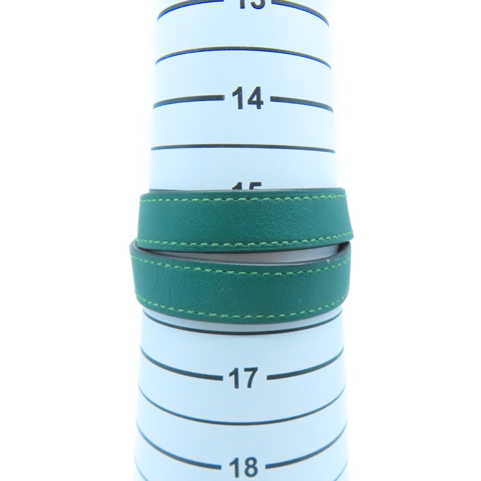 HERMES Swift皮革Kelly Double Tour銀扣手環綠色