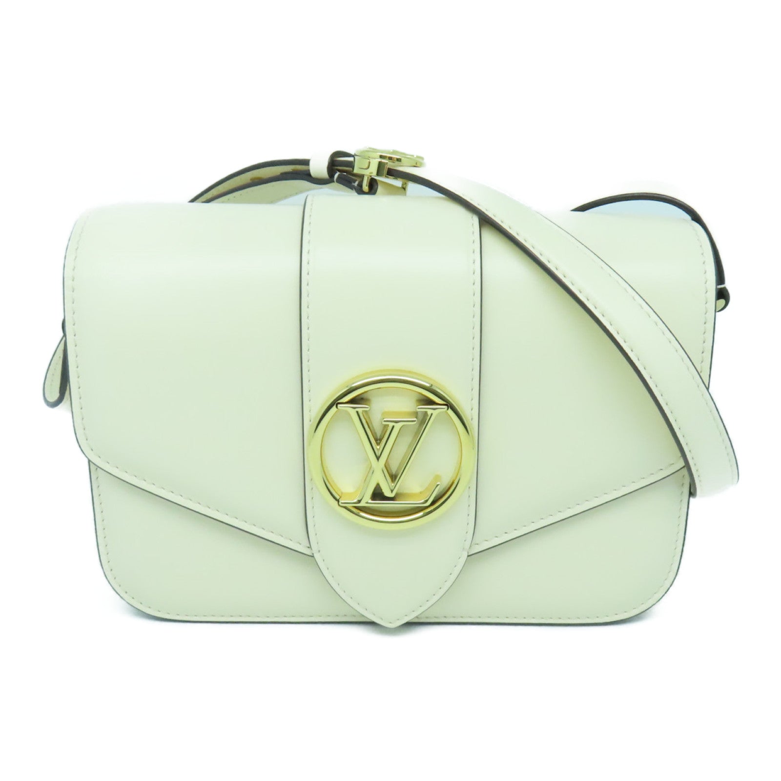 LOUIS VUITTON 牛皮皮革Pont 9 Soft PM金扣肩背袋白色