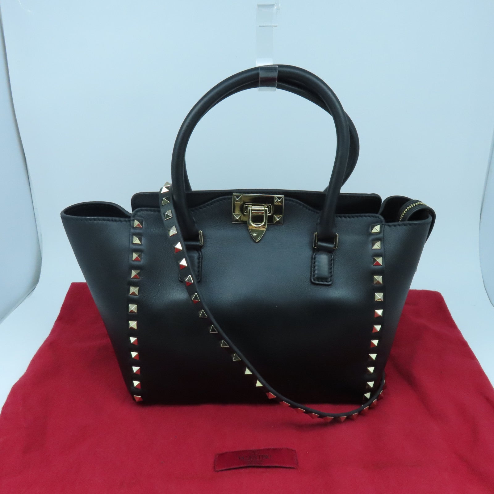 Valentino 牛皮皮革2way Shoulder Bag金扣手挽肩背兩用袋黑色